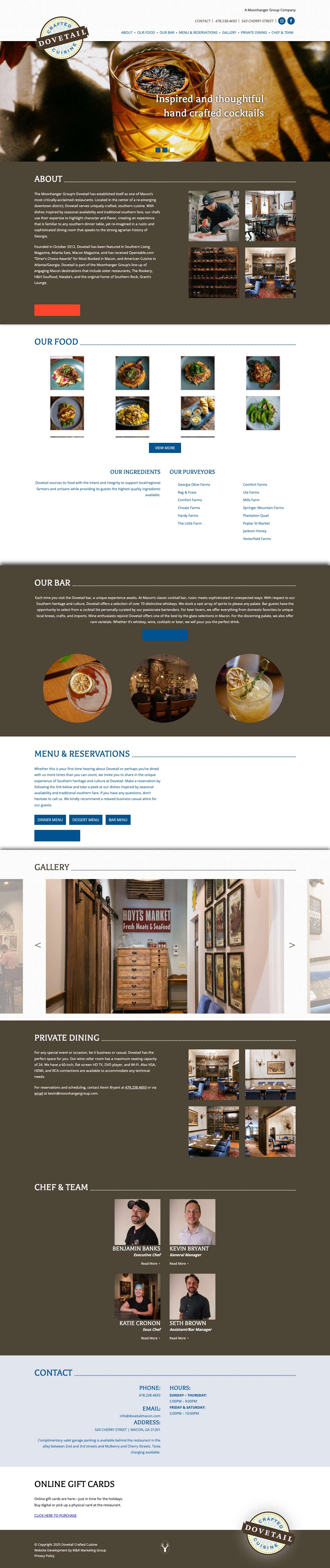 Dovetail Macon | Uniquely Crafted Southern Cuisine - Full Screenshot