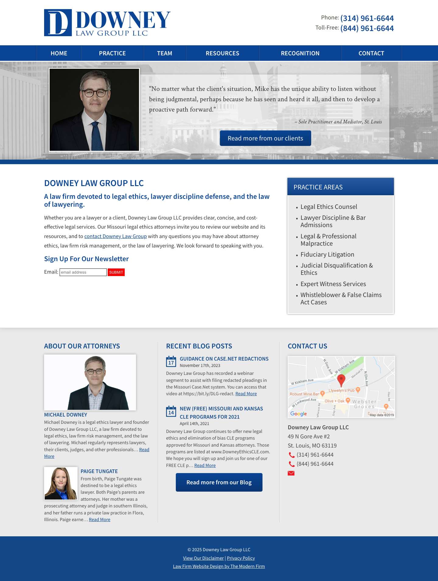 Downey Law Group LLC - Legal Ethics & MO Attorney Discipline Defense - Full Screenshot