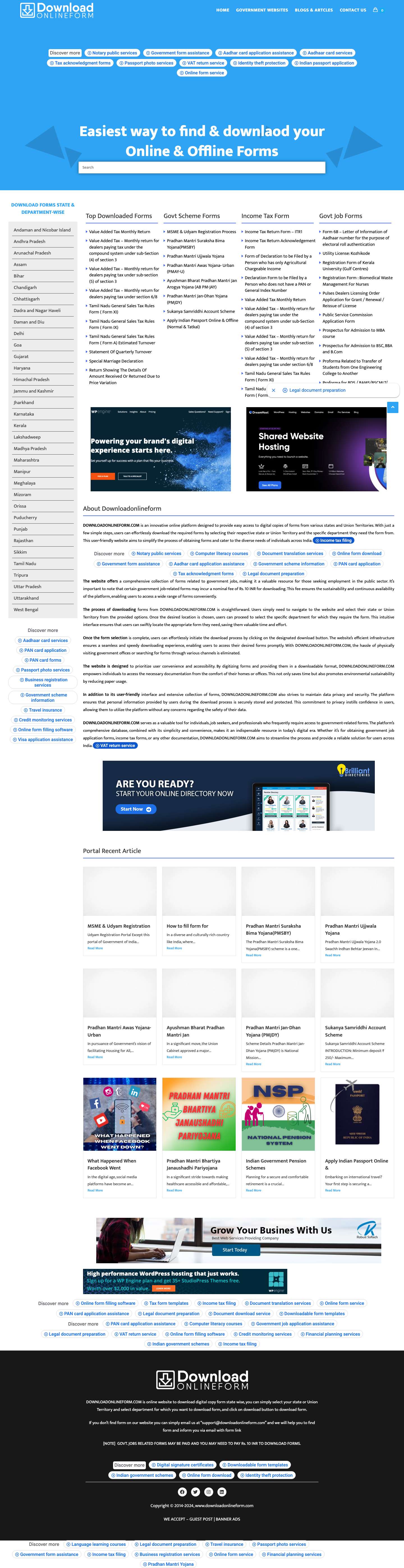 Download Free Passport, Aadhar Card, RTI & PAN Card Forms - Full Screenshot
