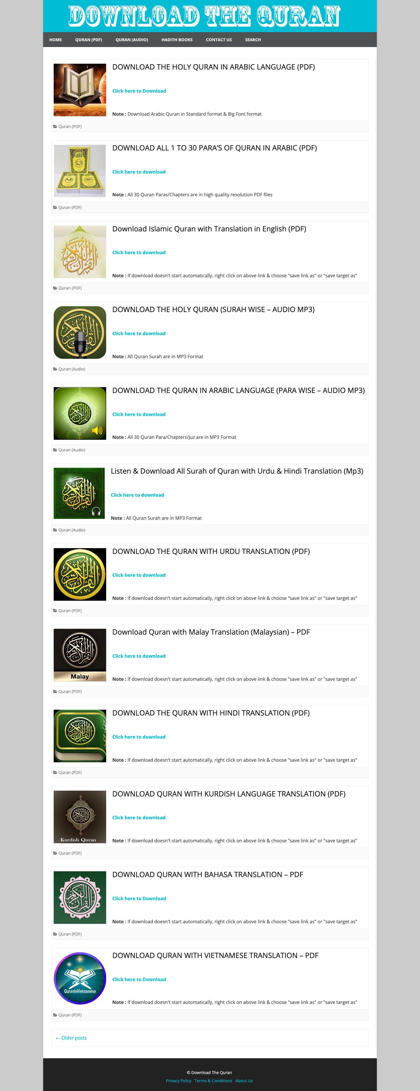 Download The Holy Quran (PDF & Audio MP3) - Full Screenshot