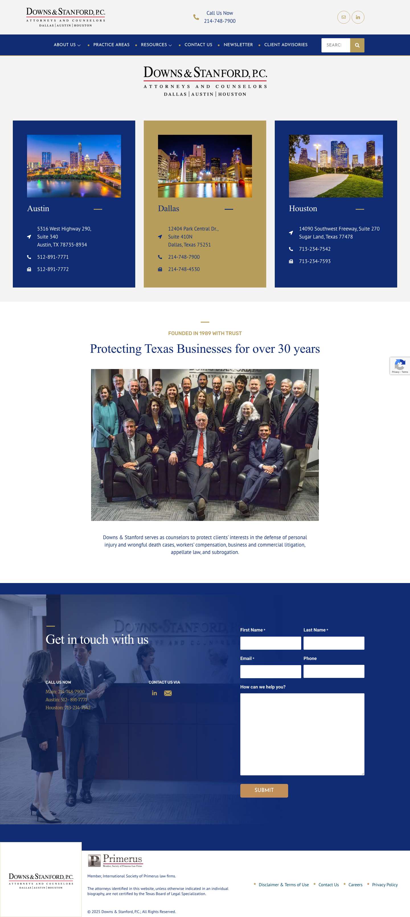 Downs & Stanford, P.C. - Attorneys and Counselors - Full Screenshot