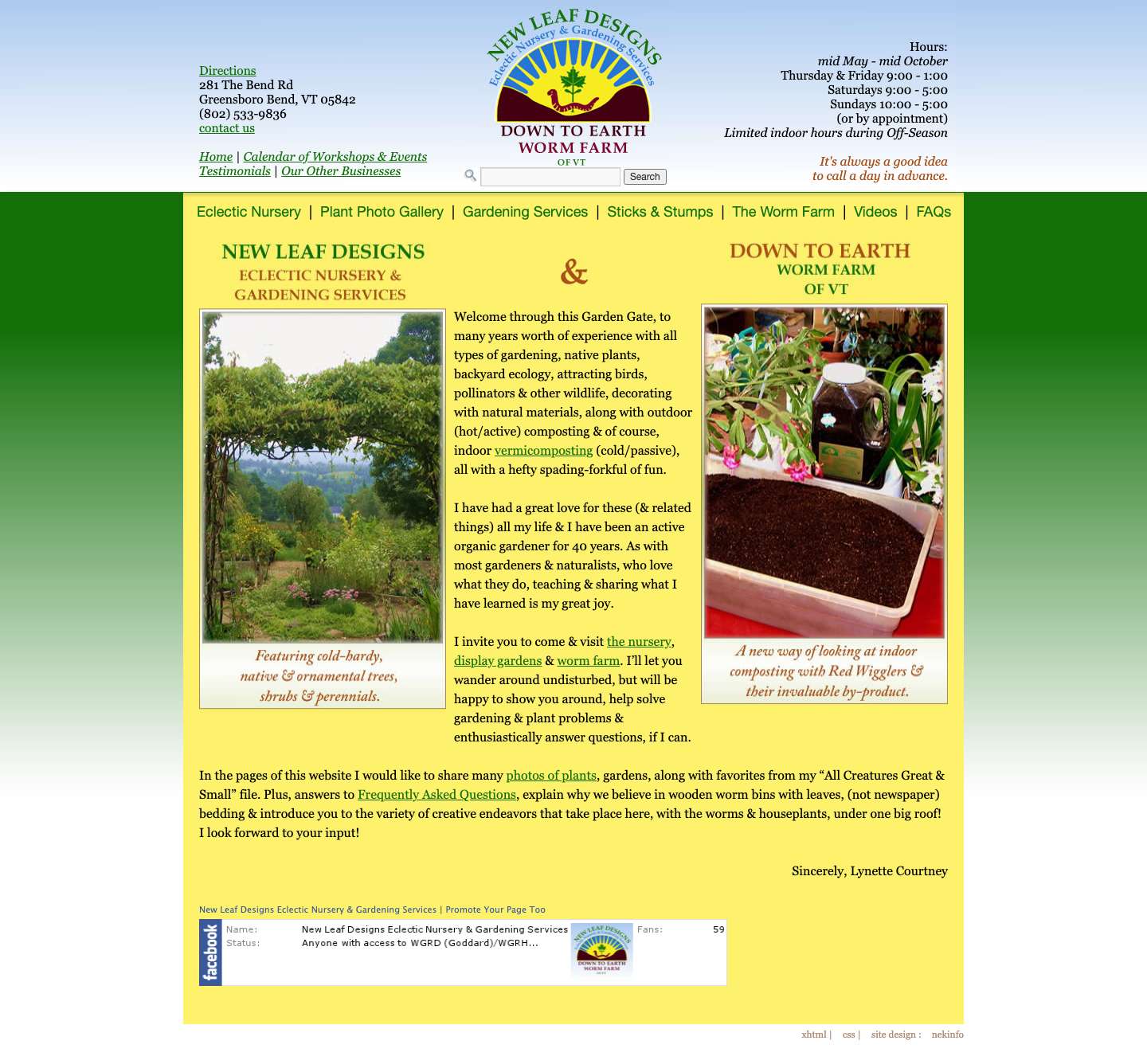 Down To Earth Worm Farm of Vermont : New Leaf Designs Gardening Services & Eclectic Nursery - Full Screenshot
