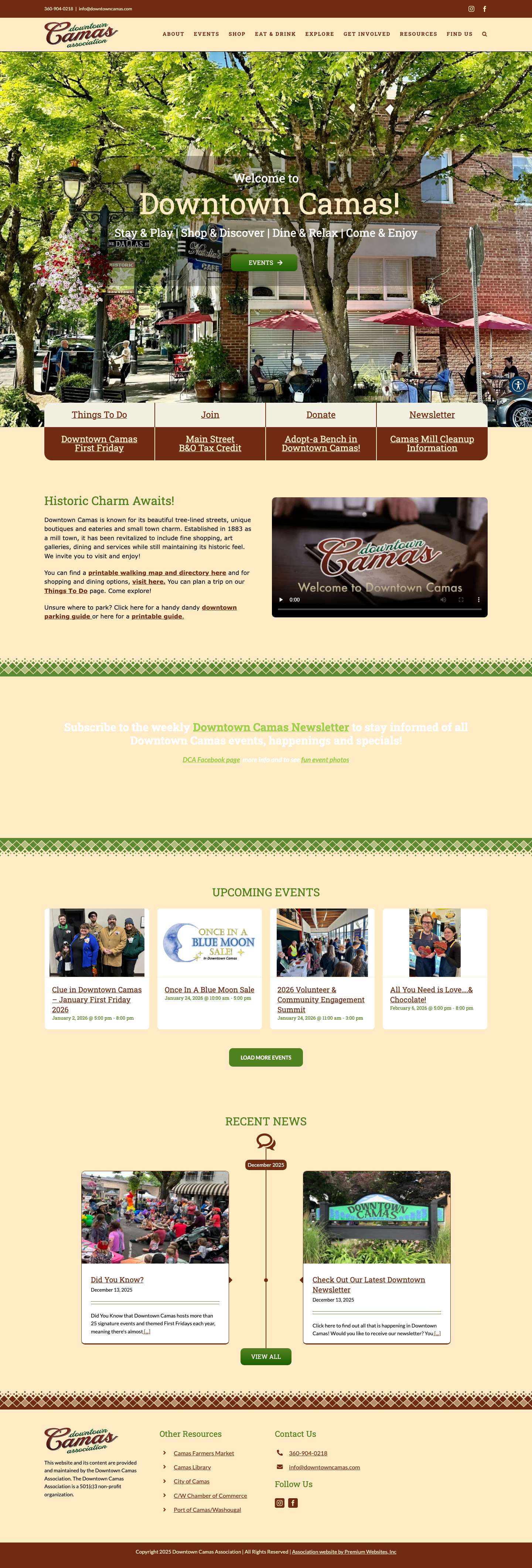 Downtown Camas Association | Camas Washington - Full Screenshot
