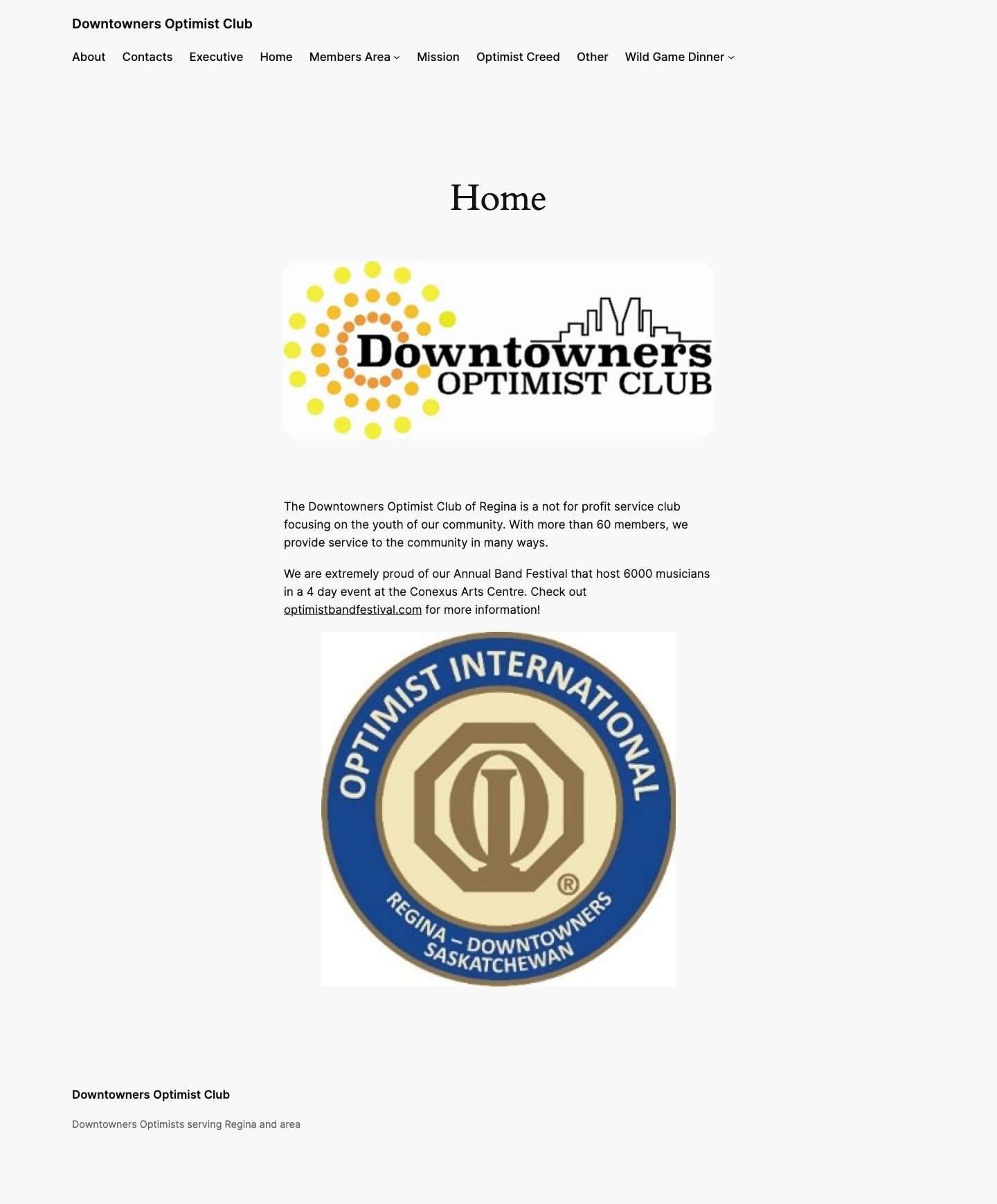 Downtowners Optimist Club – Downtowners Optimists serving Regina and area - Full Screenshot
