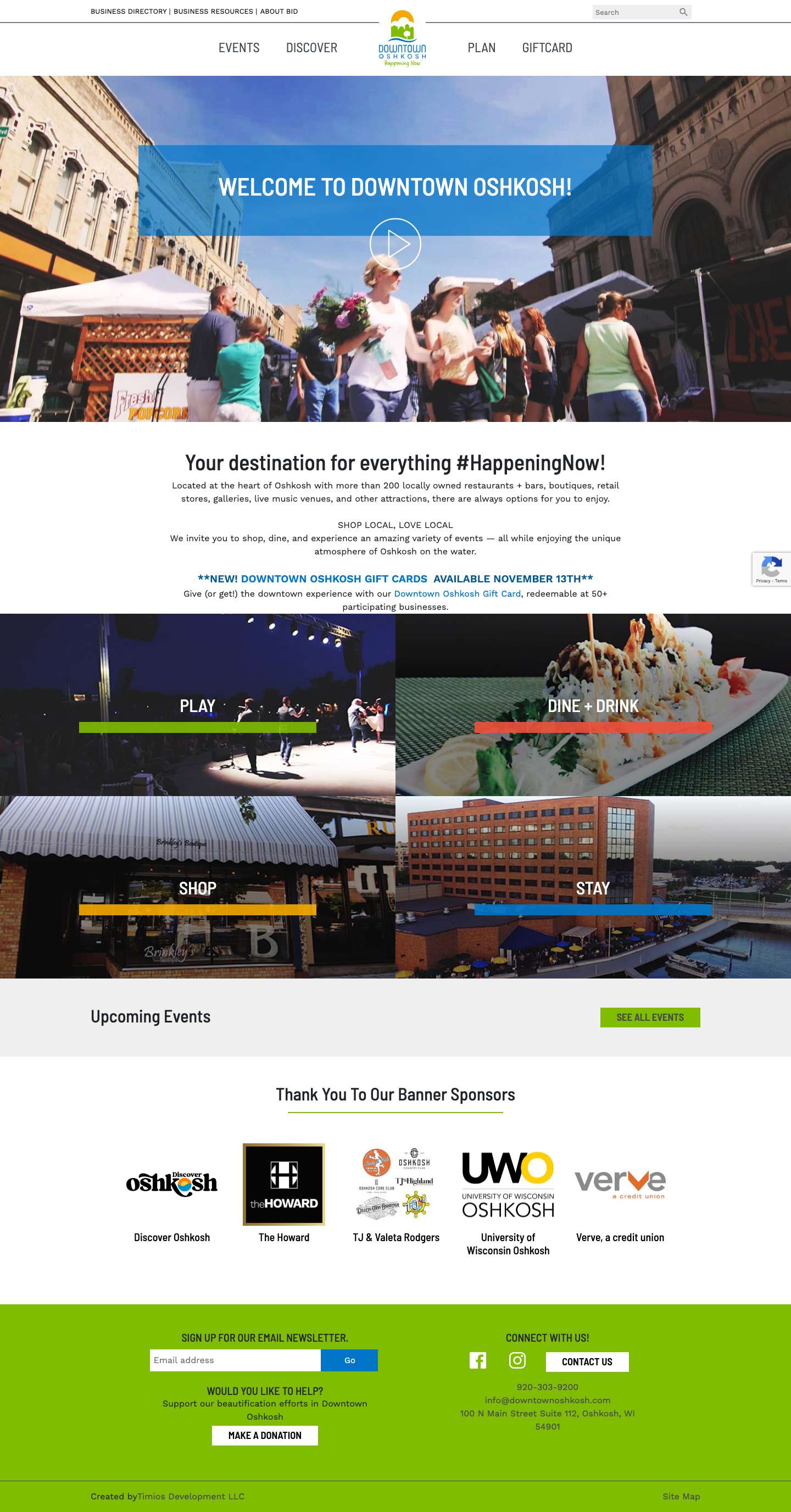 Homepage - Downtown Oshkosh - Full Screenshot