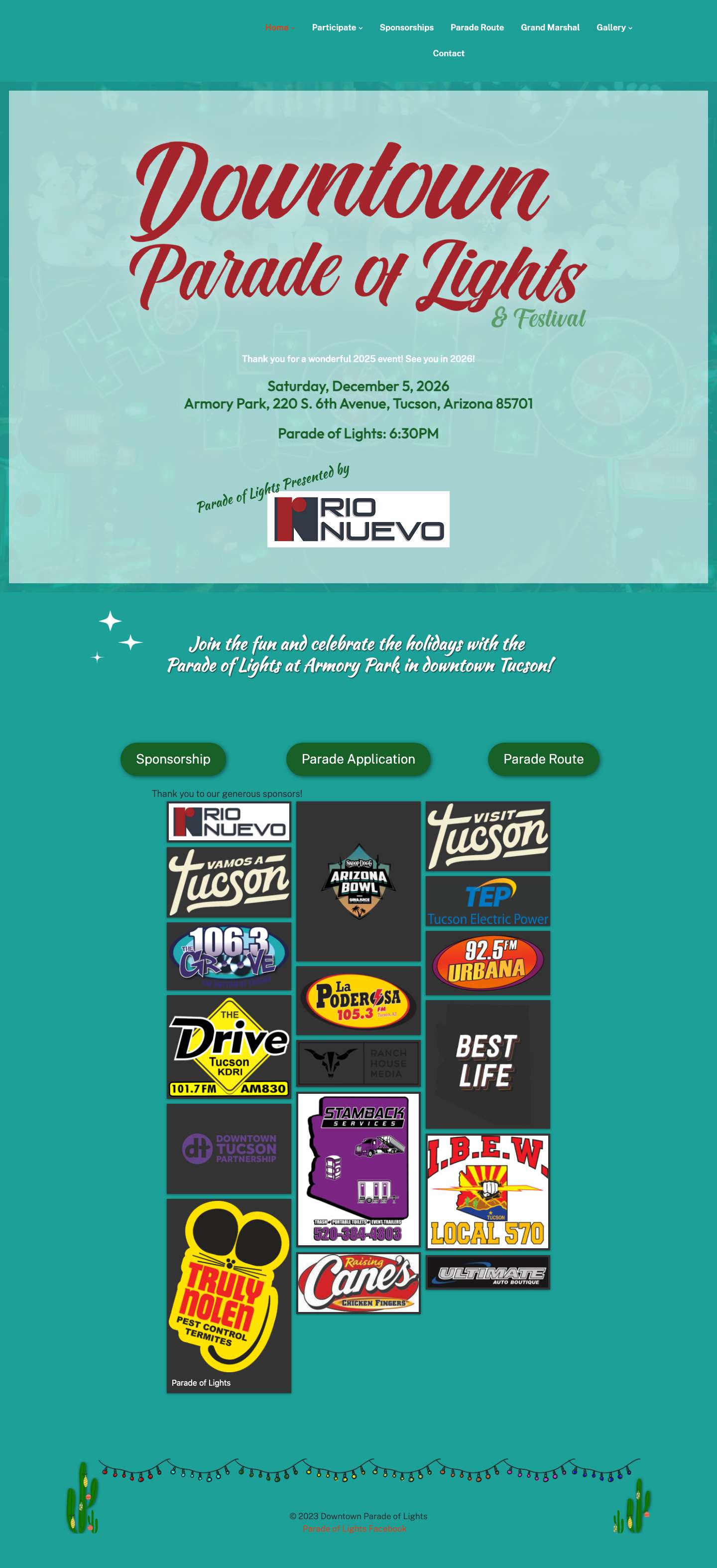Parade of Lights Home Page - Downtown Parade of Lights - Full Screenshot