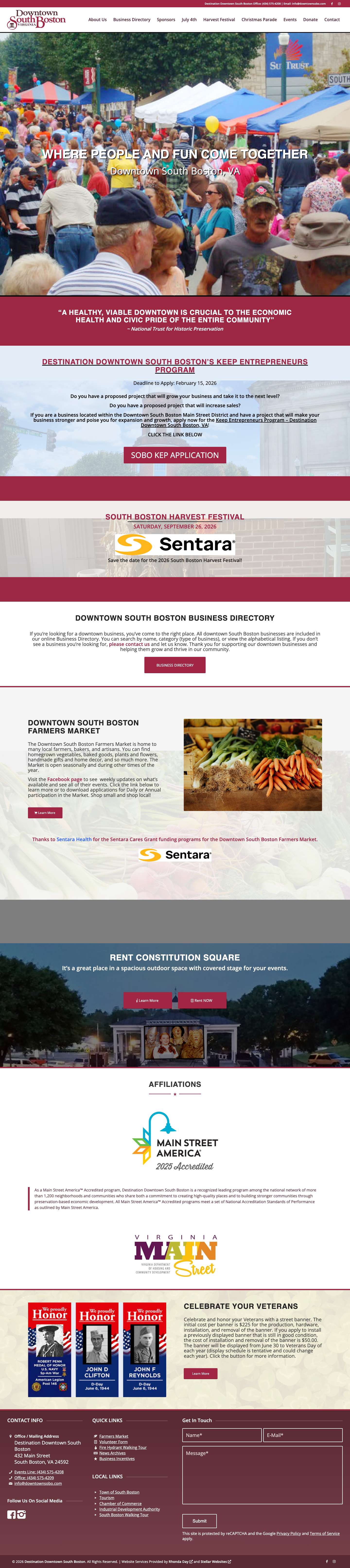 Destination Downtown South Boston, VA – A Virginia Main Street CommunityScroll to next section - Full Screenshot