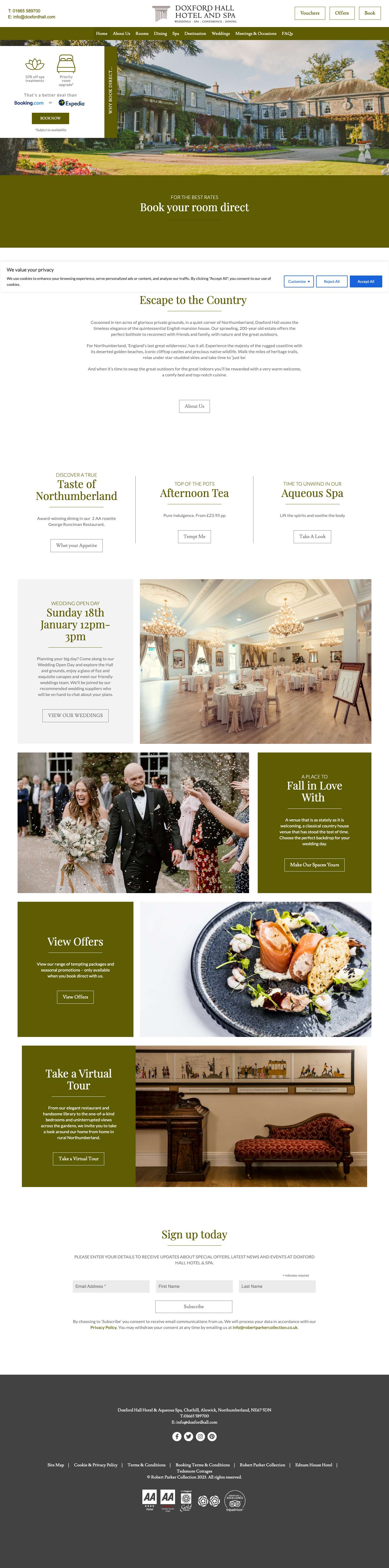 Luxury Hotel and Spa in Northumberland | Doxford Hall - Full Screenshot