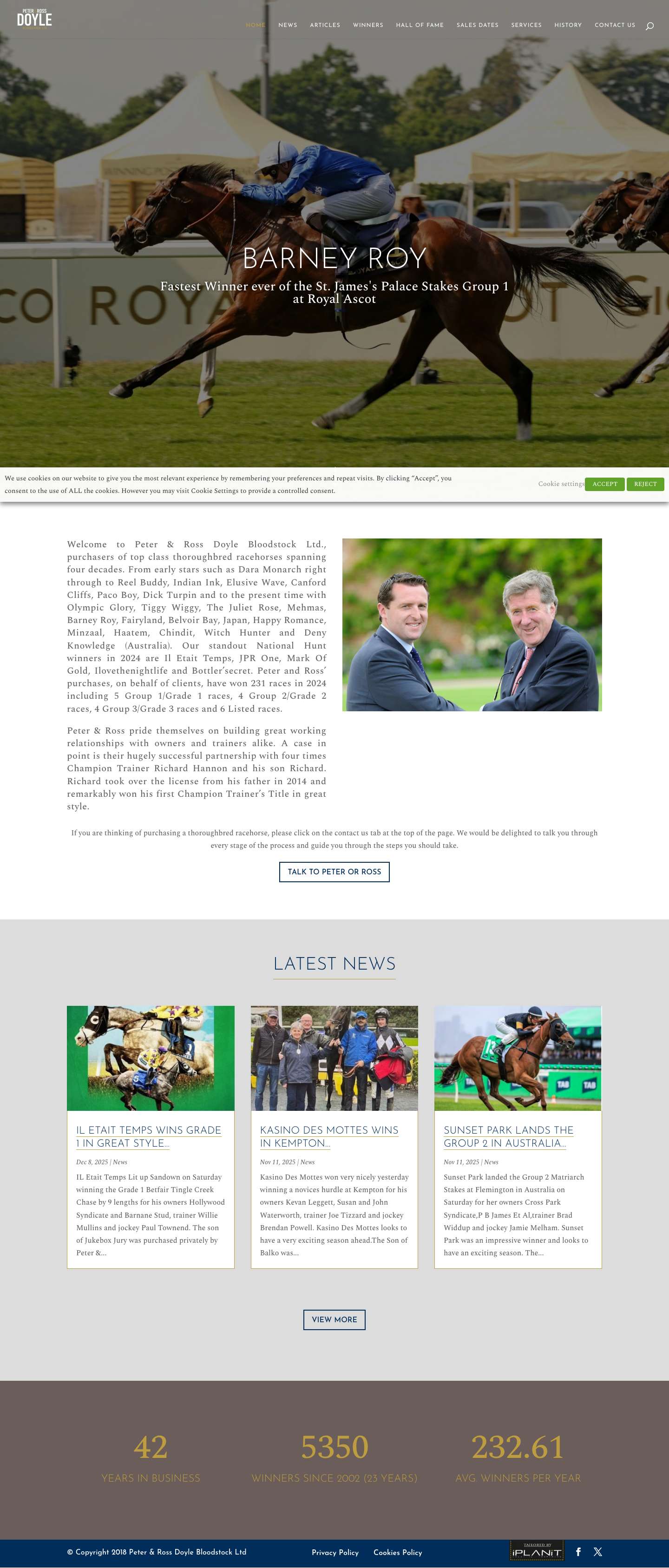 Home - Peter & Ross Doyle Bloodstock - Full Screenshot