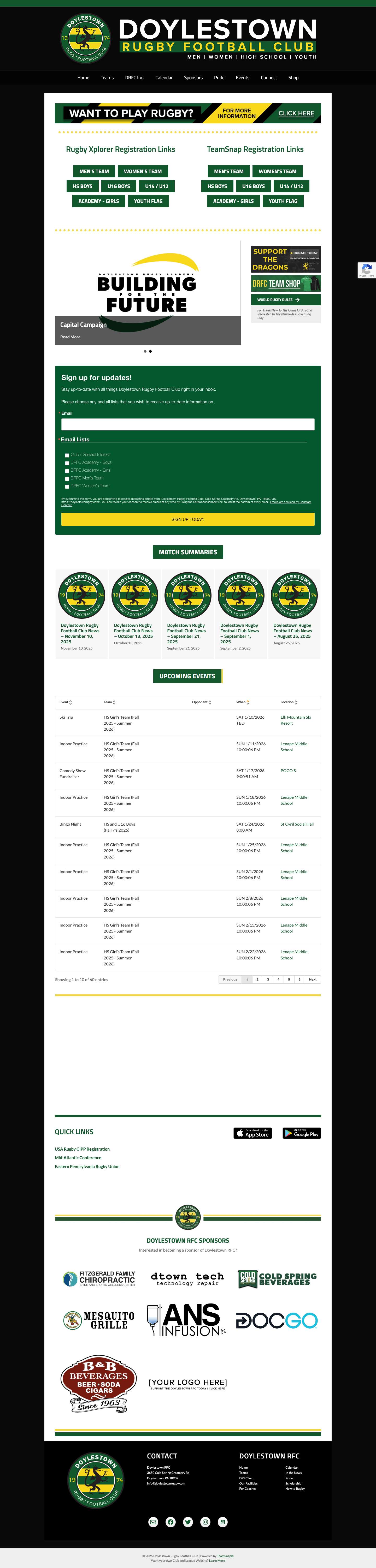 Home | Doylestown Rugby Football Club - Full Screenshot