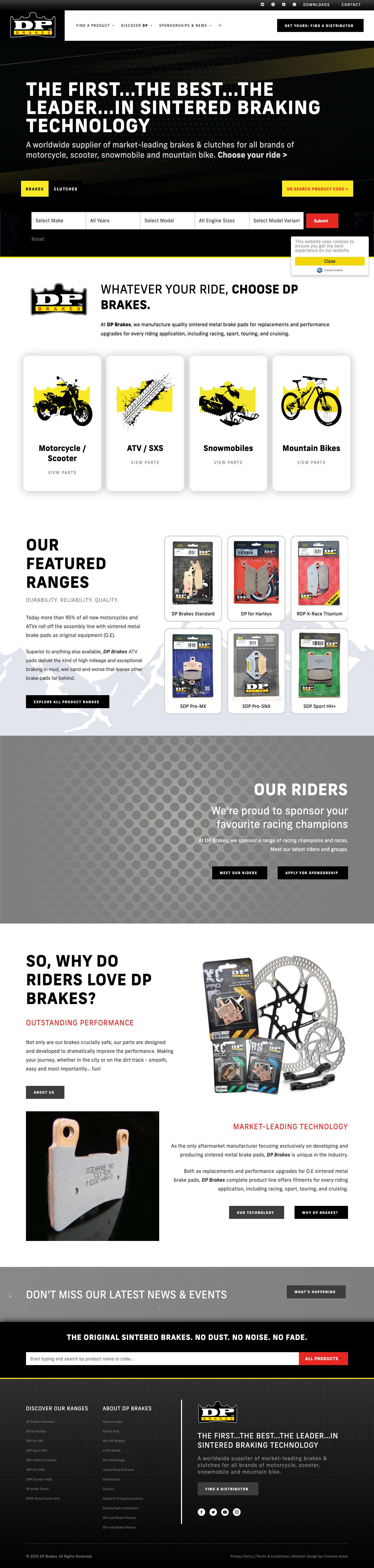 DP Brakes | Worldwide Supplier of Market-Leading Brakes & Clutches - Full Screenshot