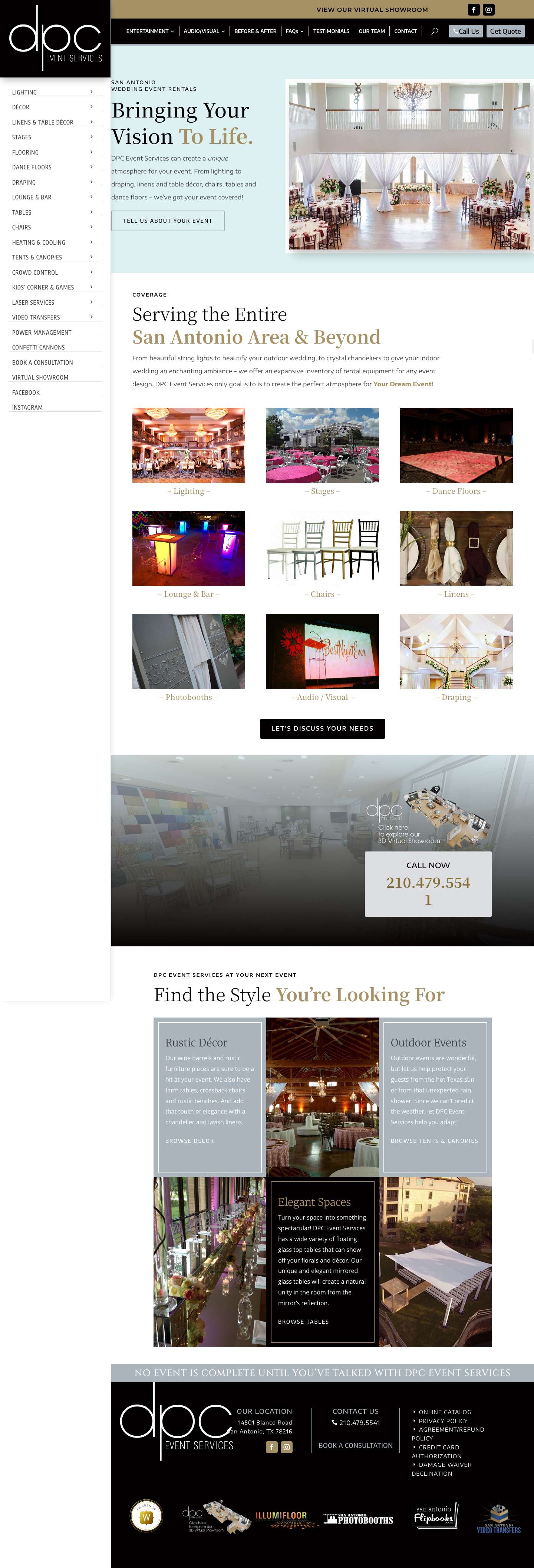 DPC Event Services - San Antonio Wedding Event Rentals - Full Screenshot