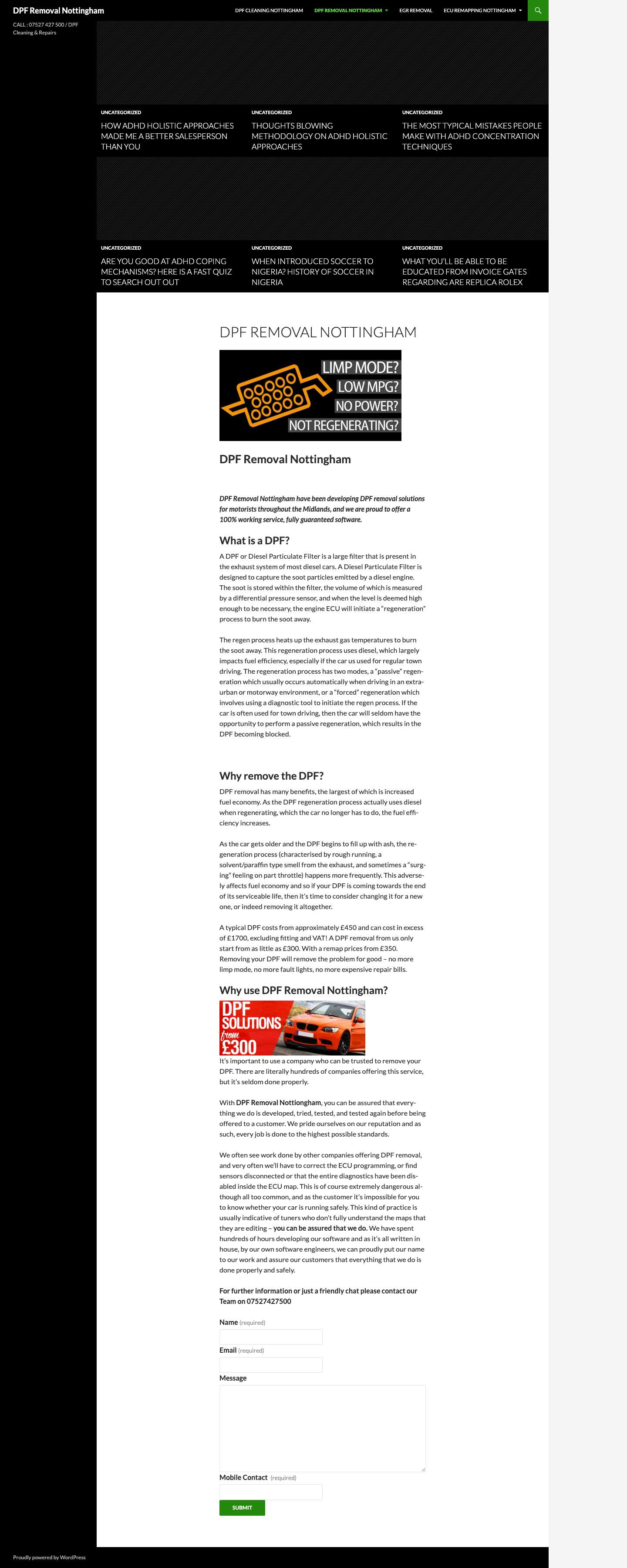 DPF Removal Nottingham | dpfremovalnottingham.com - Full Screenshot