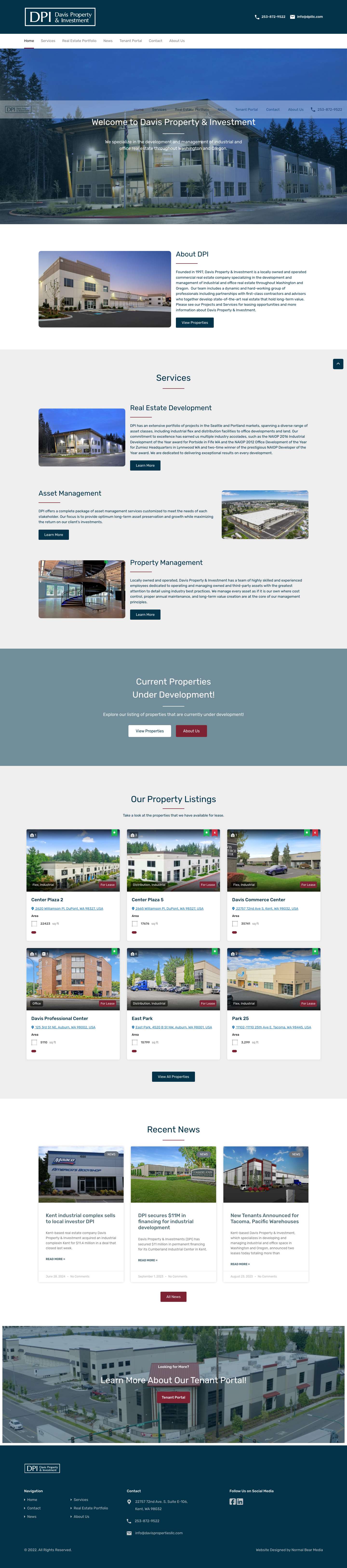 Davis Property & Investment: Home - Full Screenshot