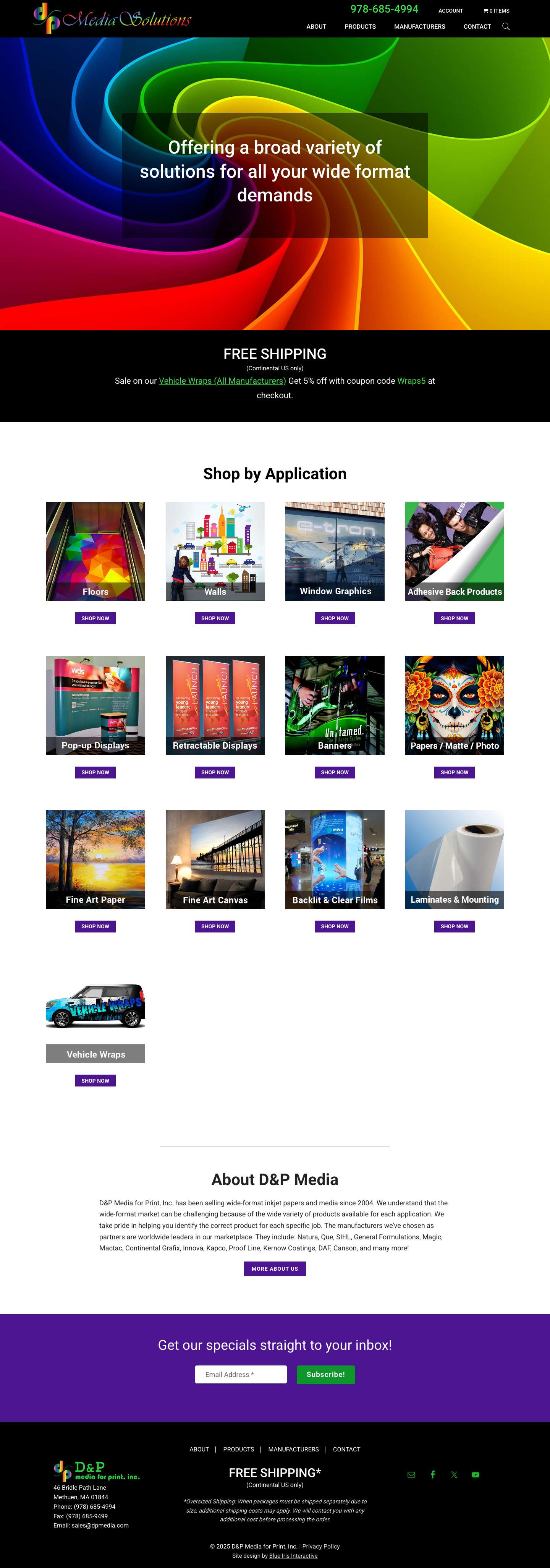 Wide format inkjet papers and products | DP Media SolutionsEmailFacebookTwitterYouTube - Full Screenshot