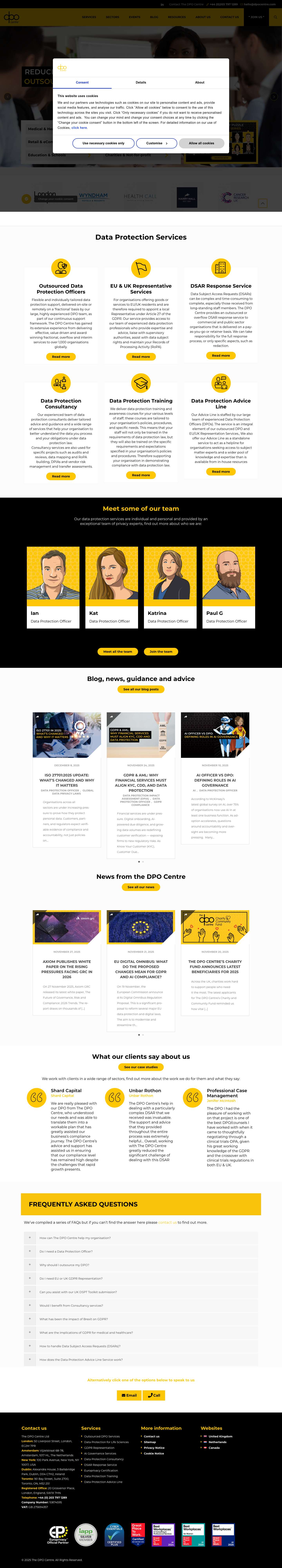 Data Protection Services - Speak to an Expert | DPO Centre - Full Screenshot