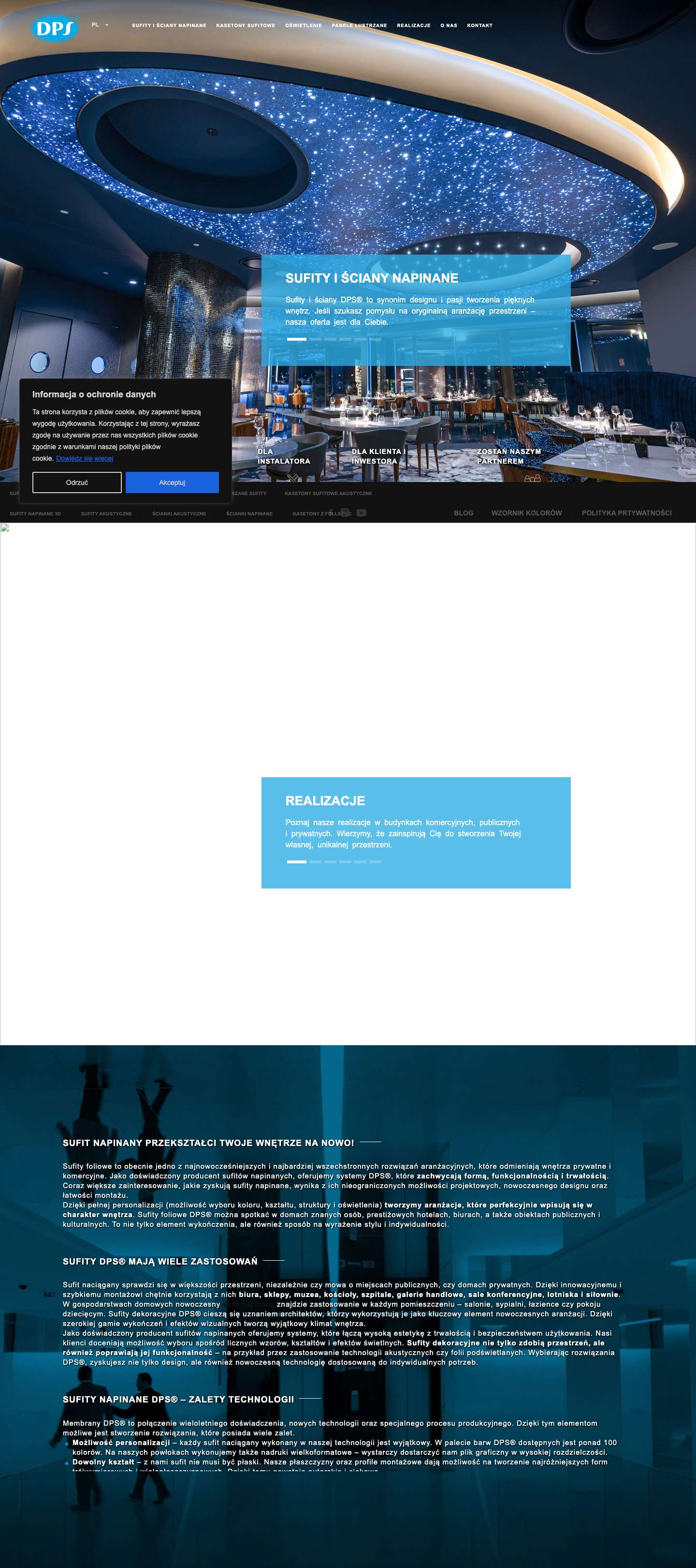 Producent Sufitów Napinanych | Grupa DPS - Full Screenshot