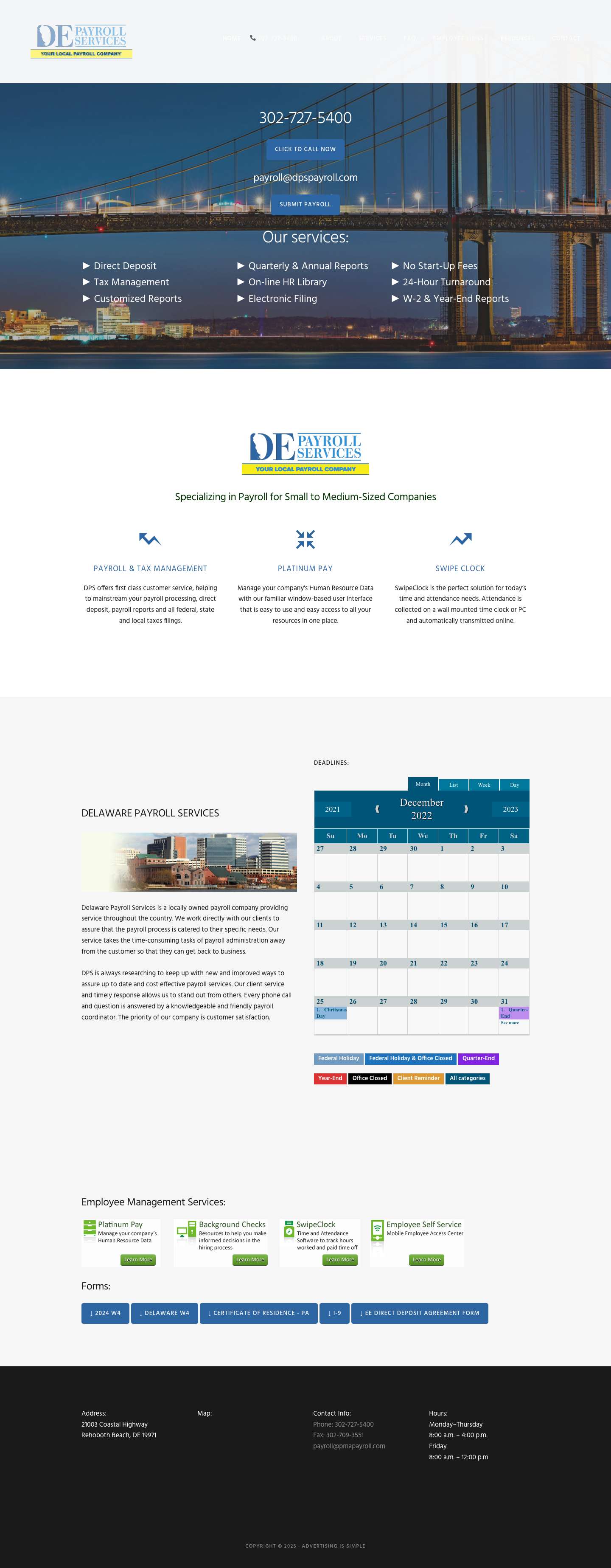 Delaware Payroll Services – Specializing in Payroll for Small to Medium-Sized Companies - Full Screenshot