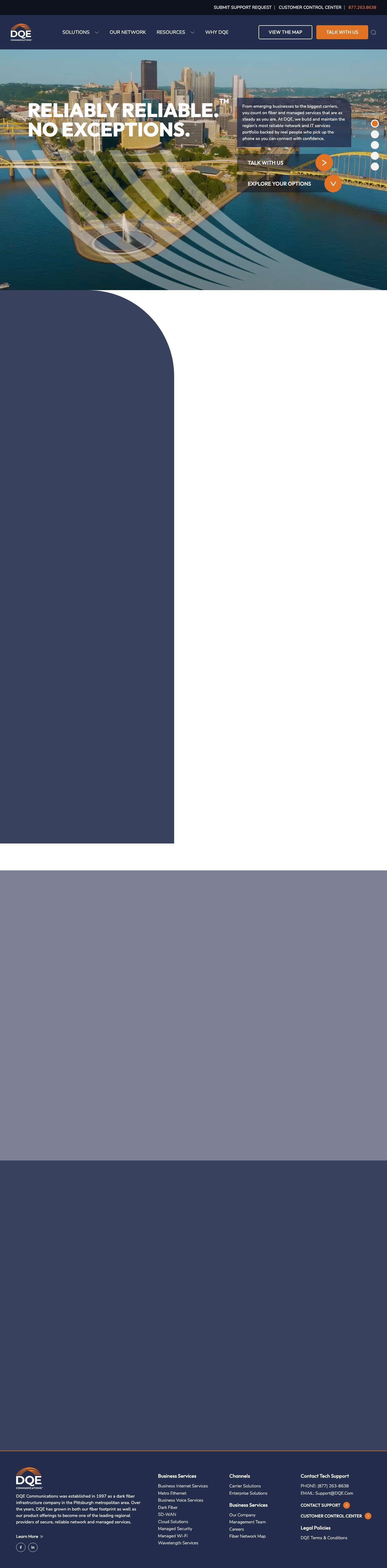 DQE Home - DQE Communicationschevron-downchevron-downdown-arrow1 - Full Screenshot