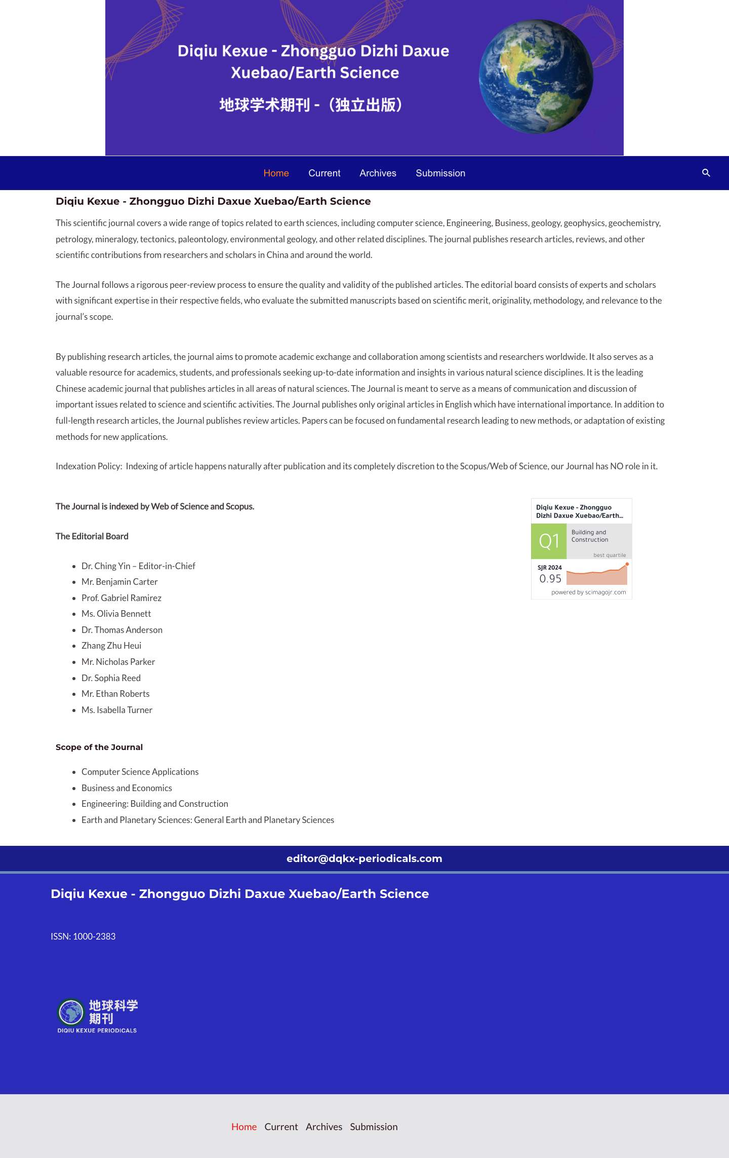 Home - Diqiu Kexue - Periodicals - Full Screenshot