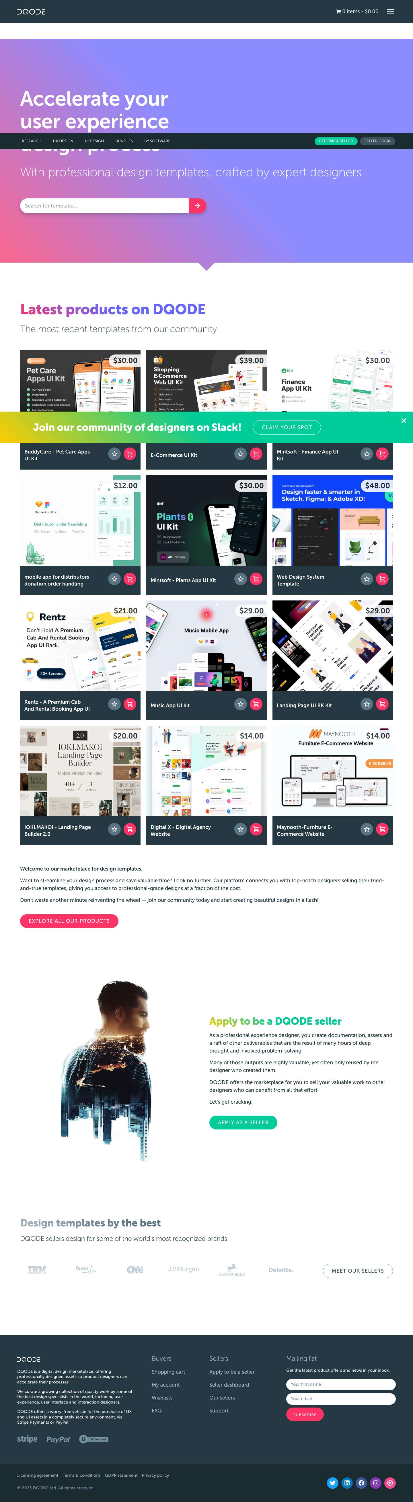 DQODE • Buy & Sell UX / UI Digital Design Templates by Pro Designers - Full Screenshot