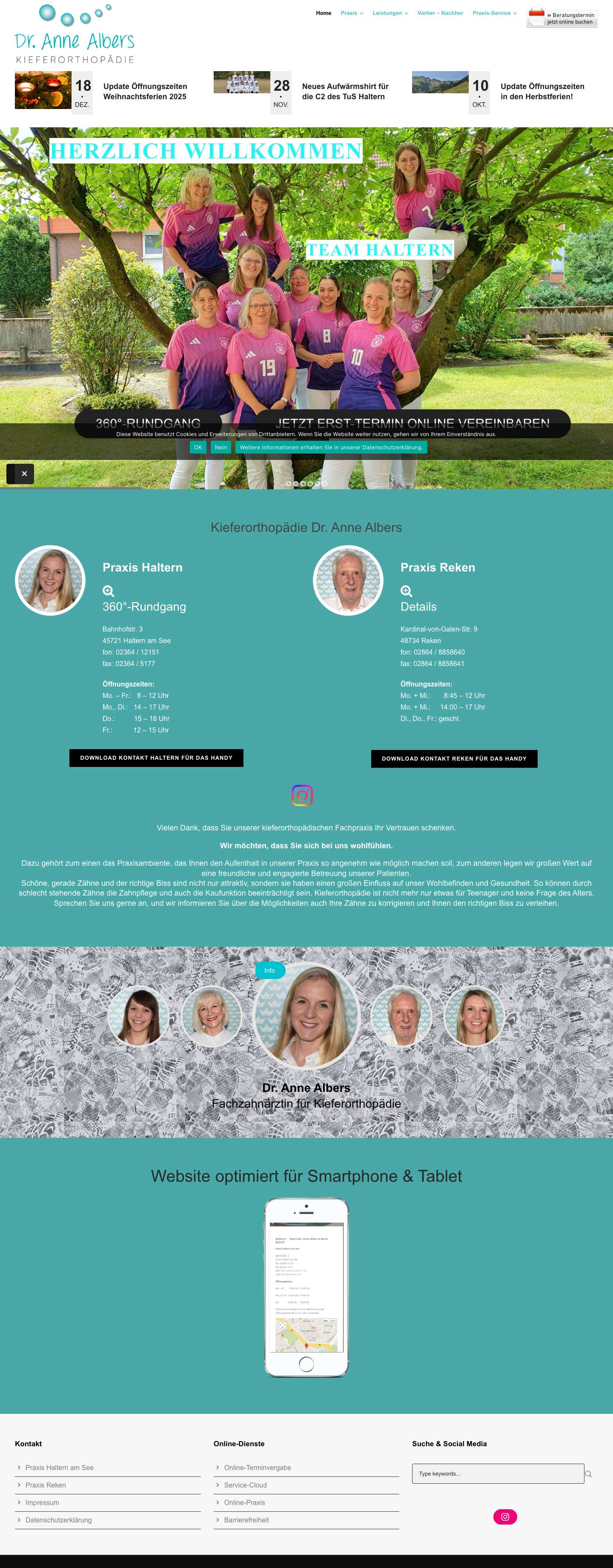 Dr. Anne Albers - Kieferorthopädie Haltern / Reken - Full Screenshot