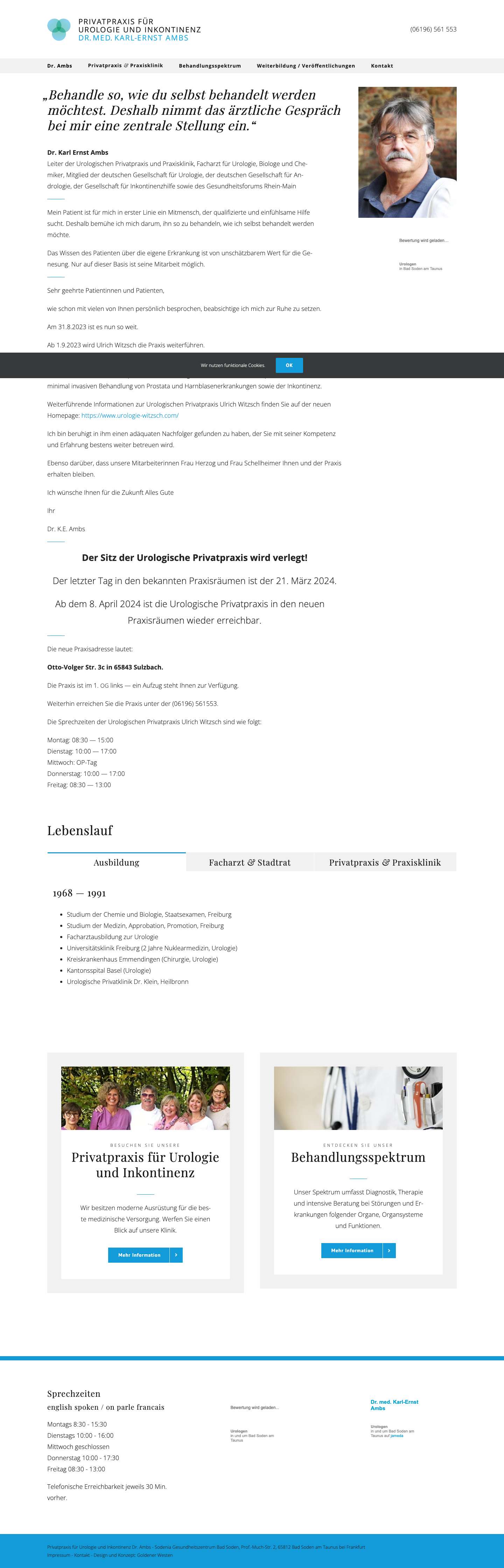 Privatpraxis für Urologie und Inkontinenz Dr. Med. Ambs - Bad Soden bei Frankfurt - Full Screenshot