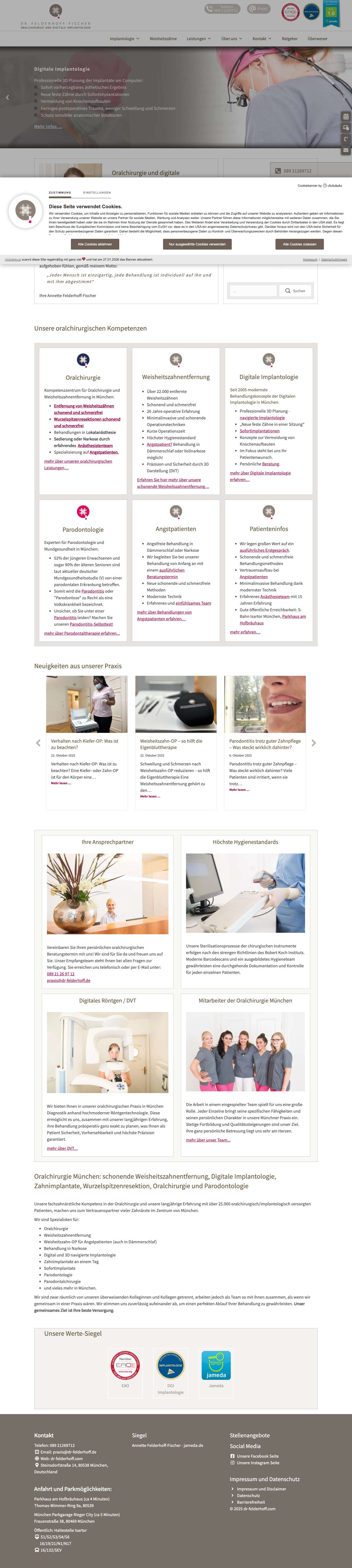 Oralchirurgie digit. Implantologie |Dr Annette Felderhoff-Fischer - Full Screenshot