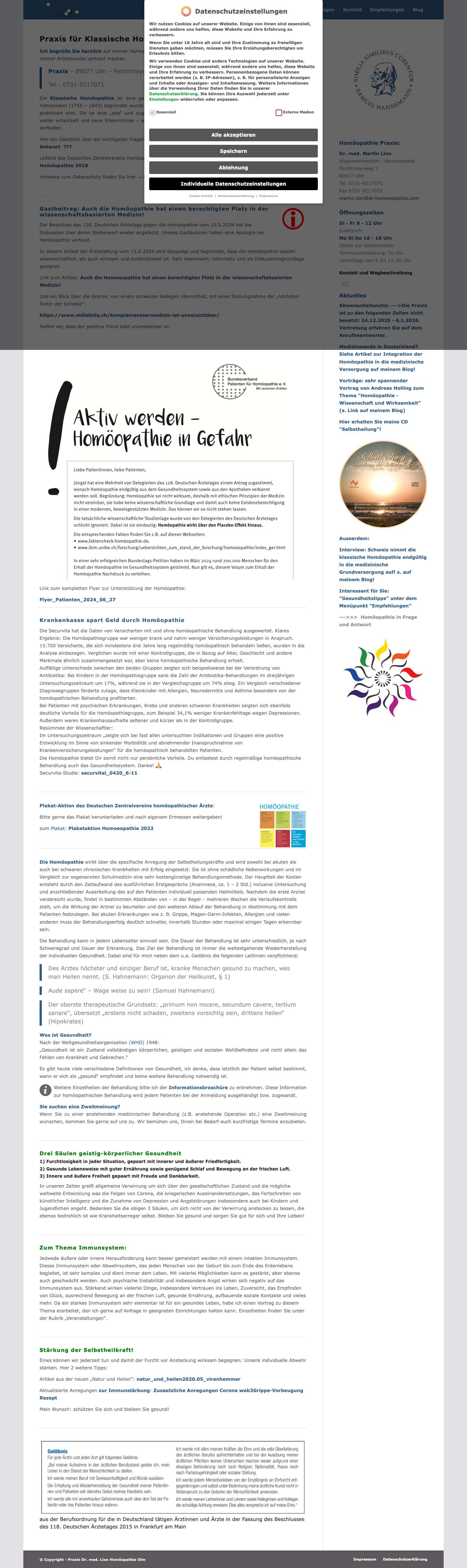 Dr. Homöopathie Ulm. Dr. med. Lion Klassische HomöopathieNach oben scrollen - Full Screenshot