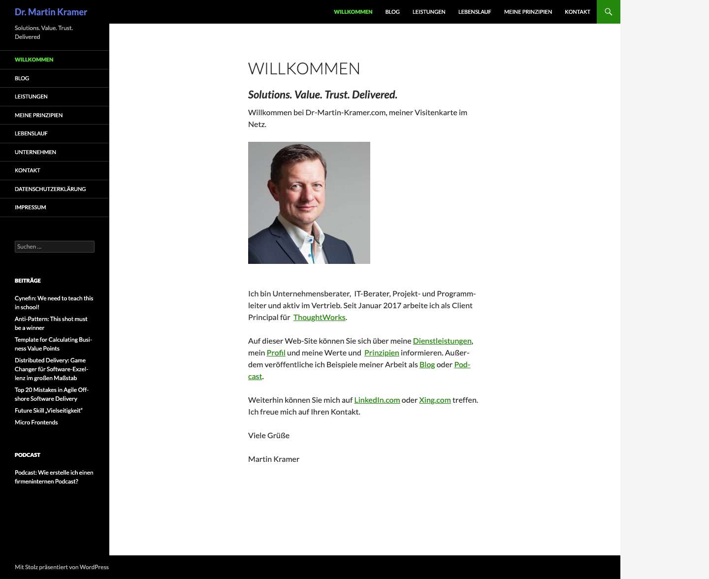 Dr. Martin Kramer | Solutions. Value. Trust. Delivered - Full Screenshot