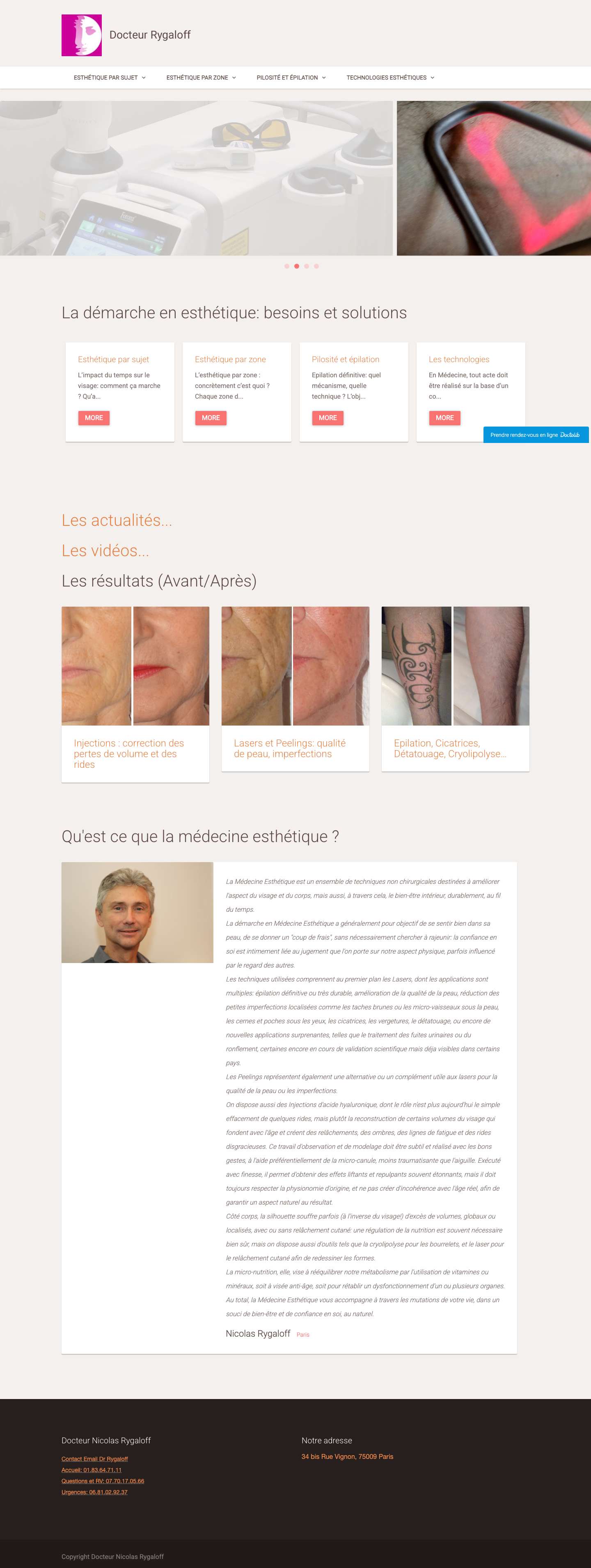 Docteur Rygaloff - Centre Laser & Esthétique, Paris - Full Screenshot