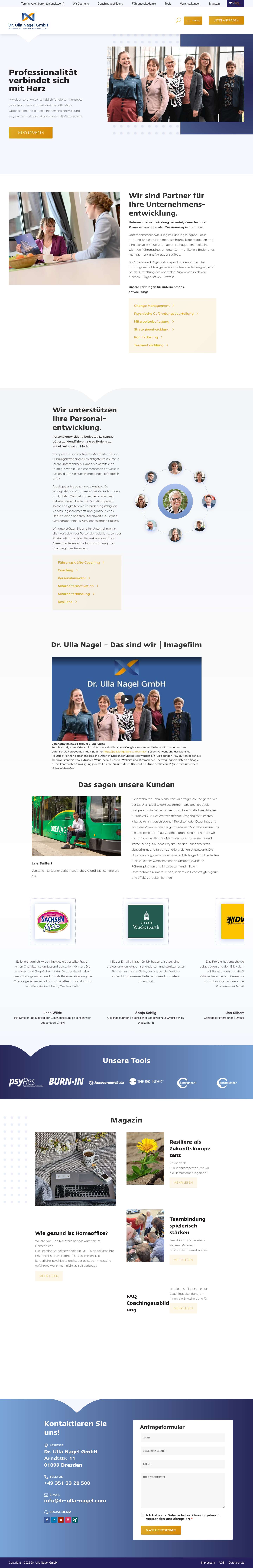 Personal- und Unternehmensentwicklung | Dr. Ulla Nagel GmbH - Full Screenshot