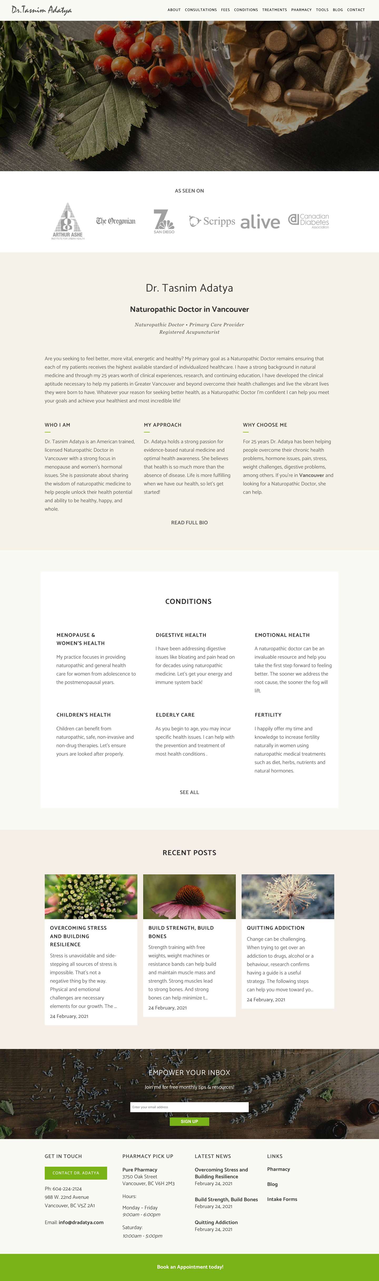 Naturopathic Doctor in Vancouver | Dr. Tasnim Adatya - Full Screenshot