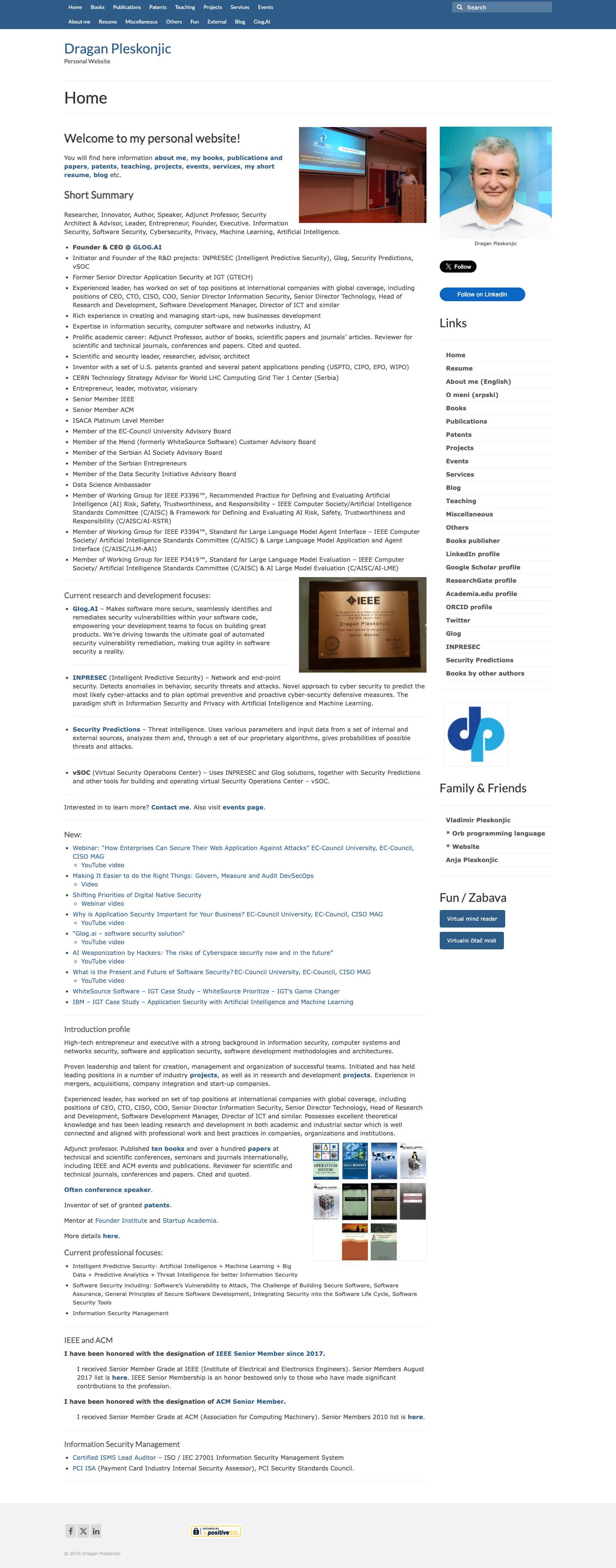 Dragan Pleskonjic | Personal Website - Full Screenshot