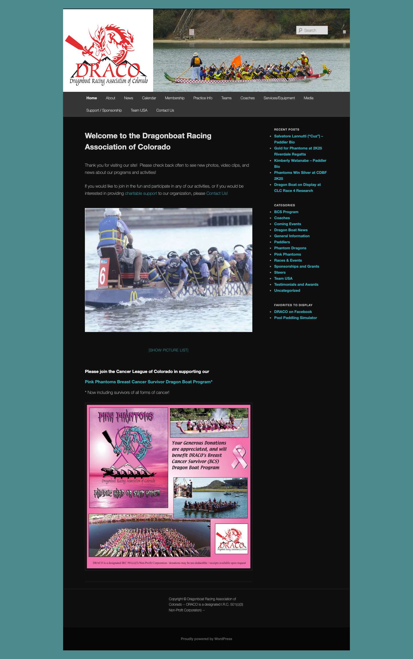 Welcome to the Dragonboat Racing Association of Colorado - Dragonboat Racing Assn of CO (DRACO)Dragonboat Racing Assn of CO (DRACO) | Promoting Dragon Boat Paddling and Racing in Colorado - Full Screenshot