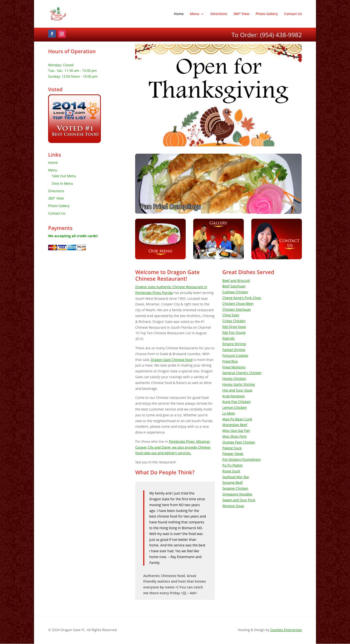 Home - Dragon Gate Chinese Food Restaurant Delivery Miramar Pembroke Pines Davie Authentic Chinese Cuisine - Full Screenshot