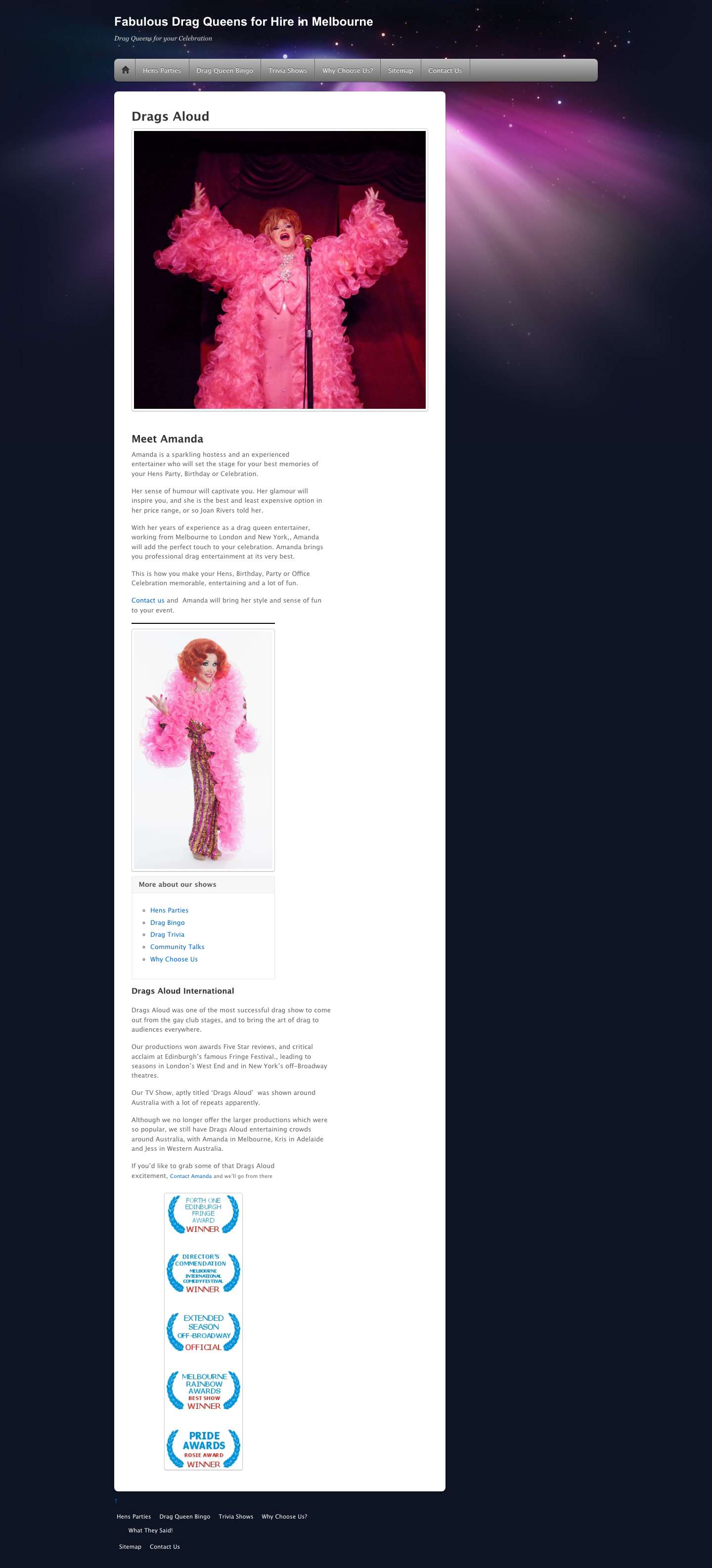 Drags Aloud - Fabulous Drag Queens for Hire in Melbourne - Full Screenshot
