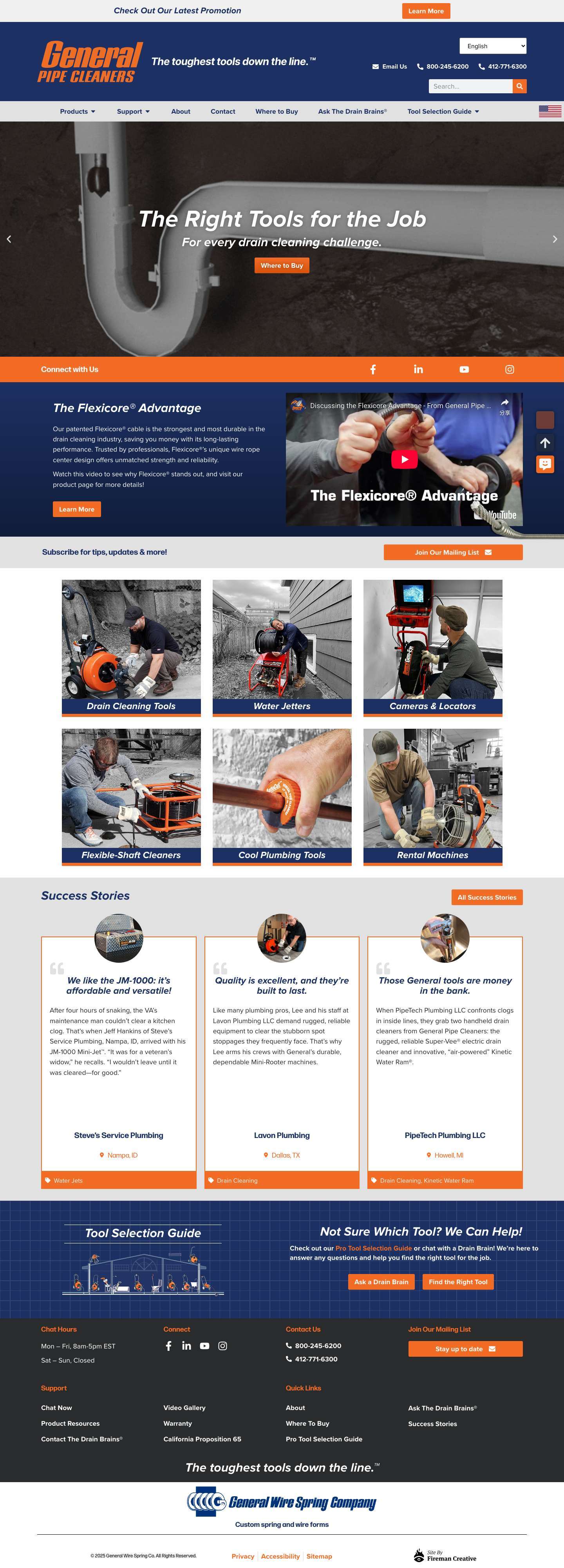 General Pipe Cleaners - Drain Cleaning Equipment, Sewer Machines - Full Screenshot