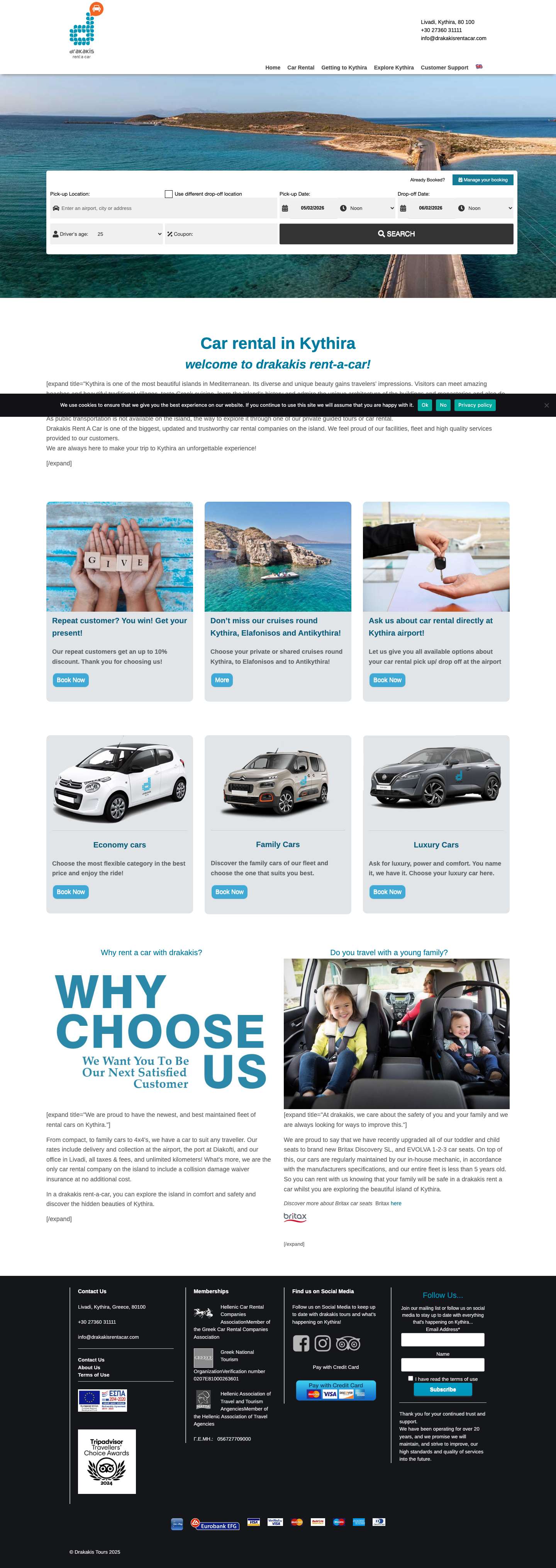 drakakis rent-a-car | Car Hire, Tours & more on Kythira - Full Screenshot