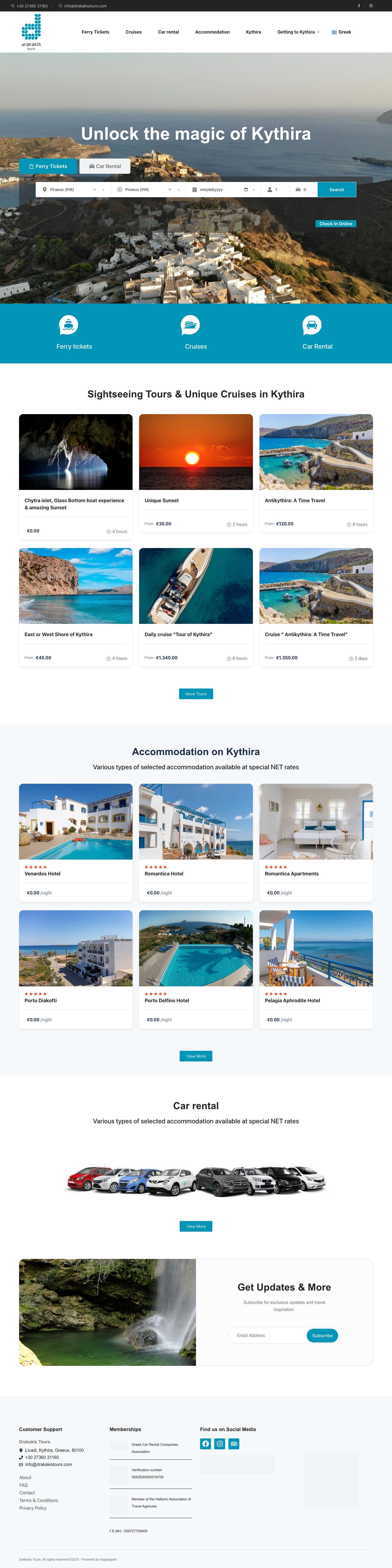 Drakakis Tours Kythira – Tours, Car Rental, Ferry Tickets - Full Screenshot