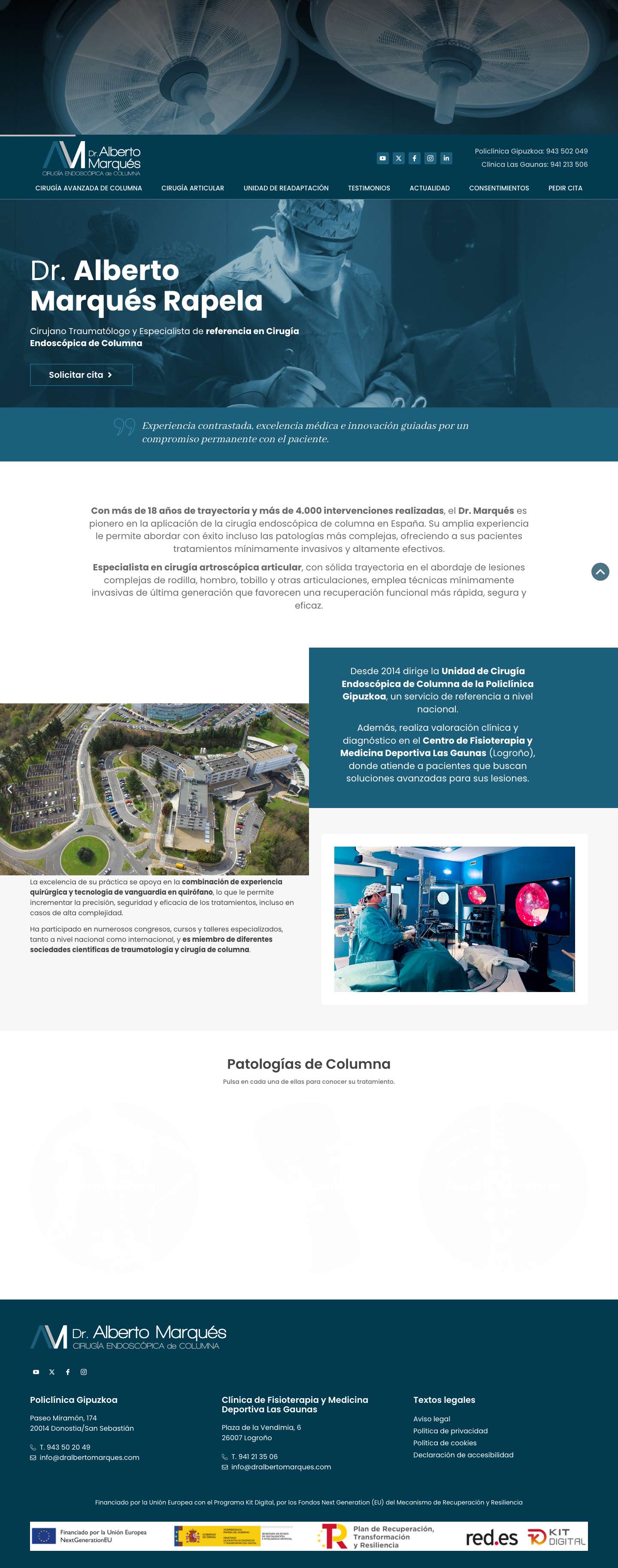 Alberto Marqués | Cirugía de columna | Traumatólogo - Full Screenshot