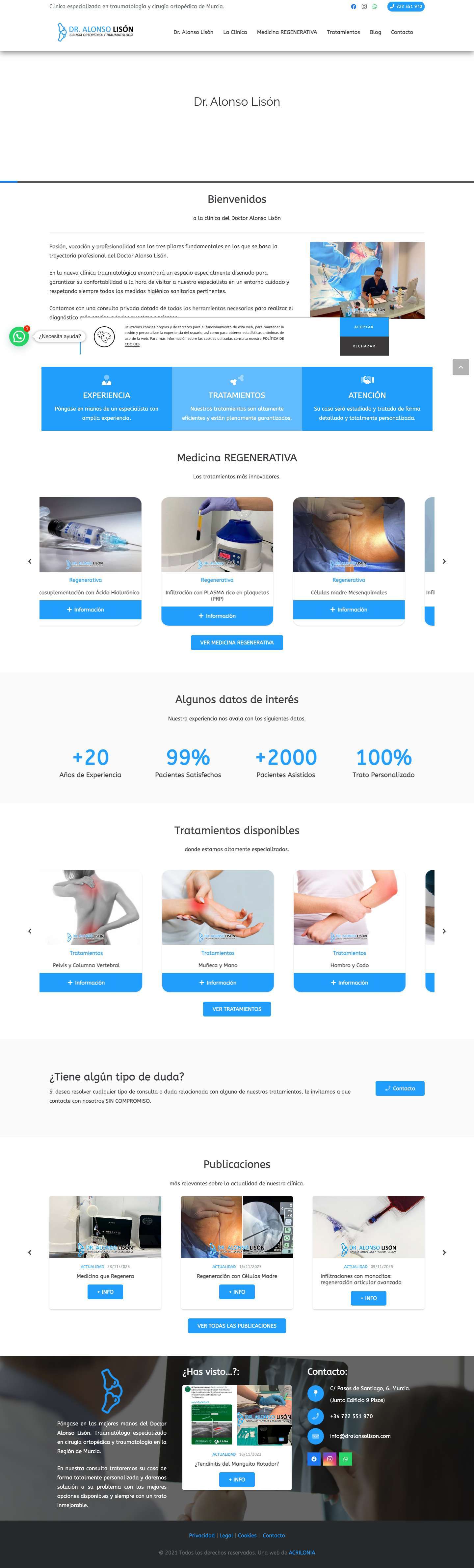 www.dralonsolison.com - Traumatólogo Murcia Doctor Alonso LisónWhatsApp - Full Screenshot