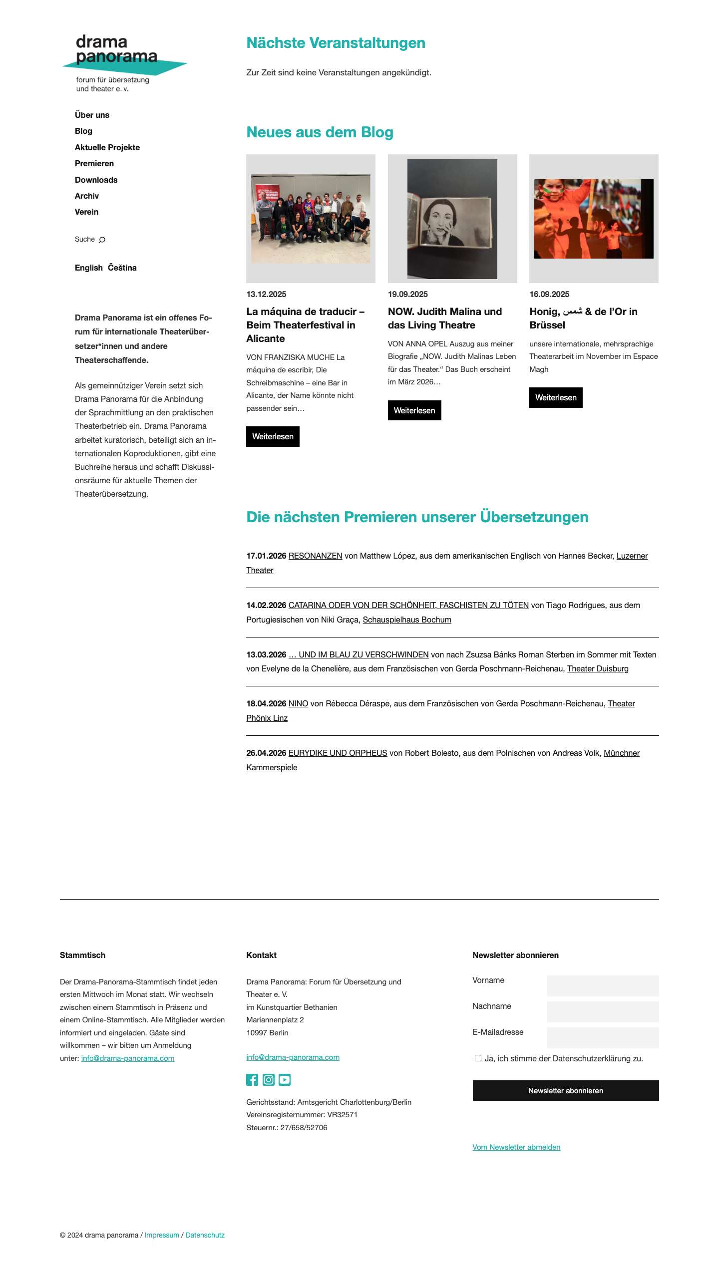 drama panorama – forum für übersetzung und theater e. v. - Full Screenshot