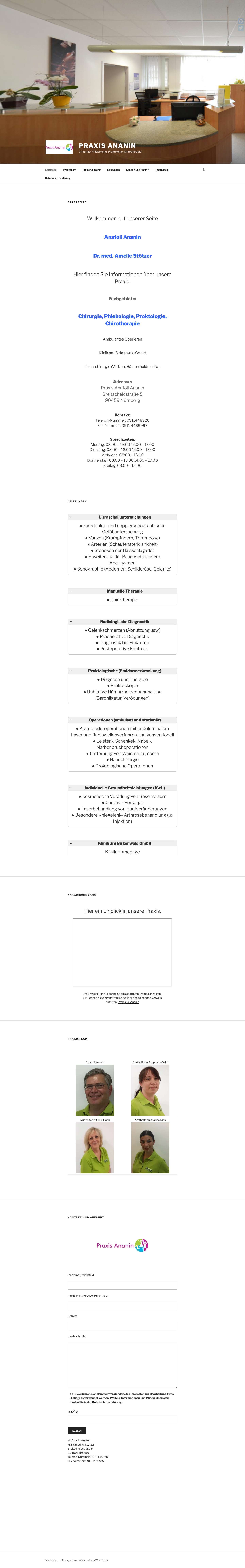 Praxis Ananin – Chirurgie, Phlebologie, Proktologie, Chirotherapie - Full Screenshot