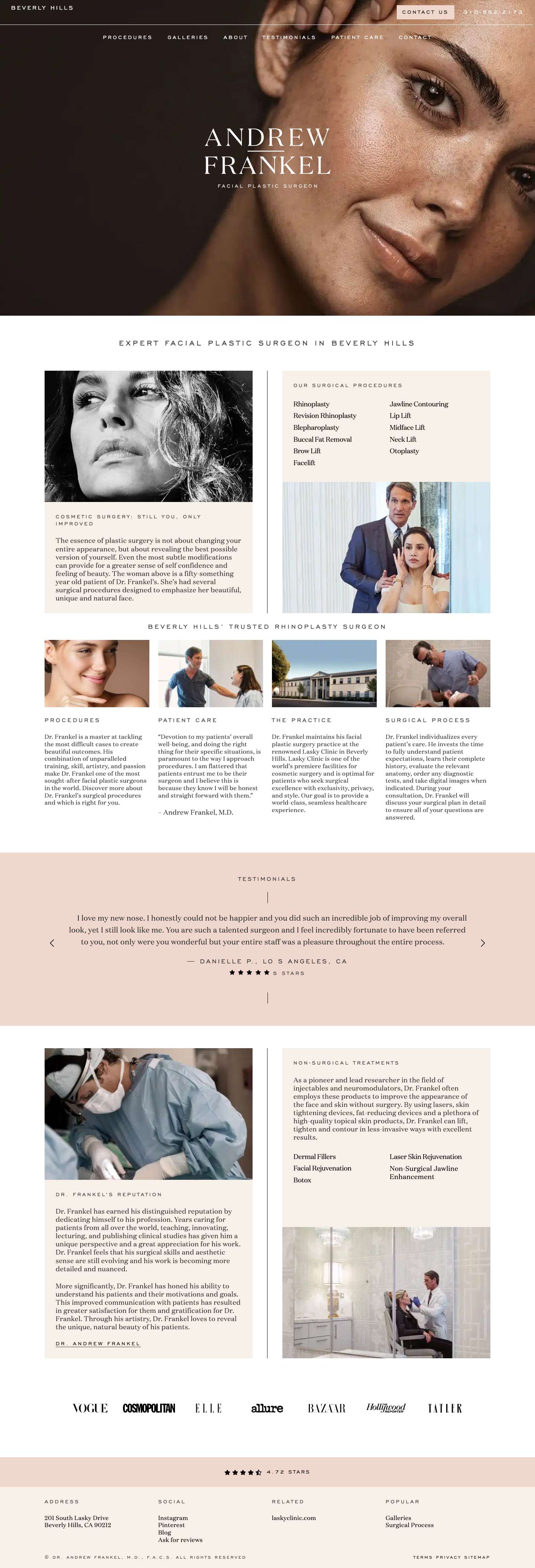 Plastic Surgery | Beverly Hills, CA | Facial Plastic Surgeon Dr. Frankel - Full Screenshot