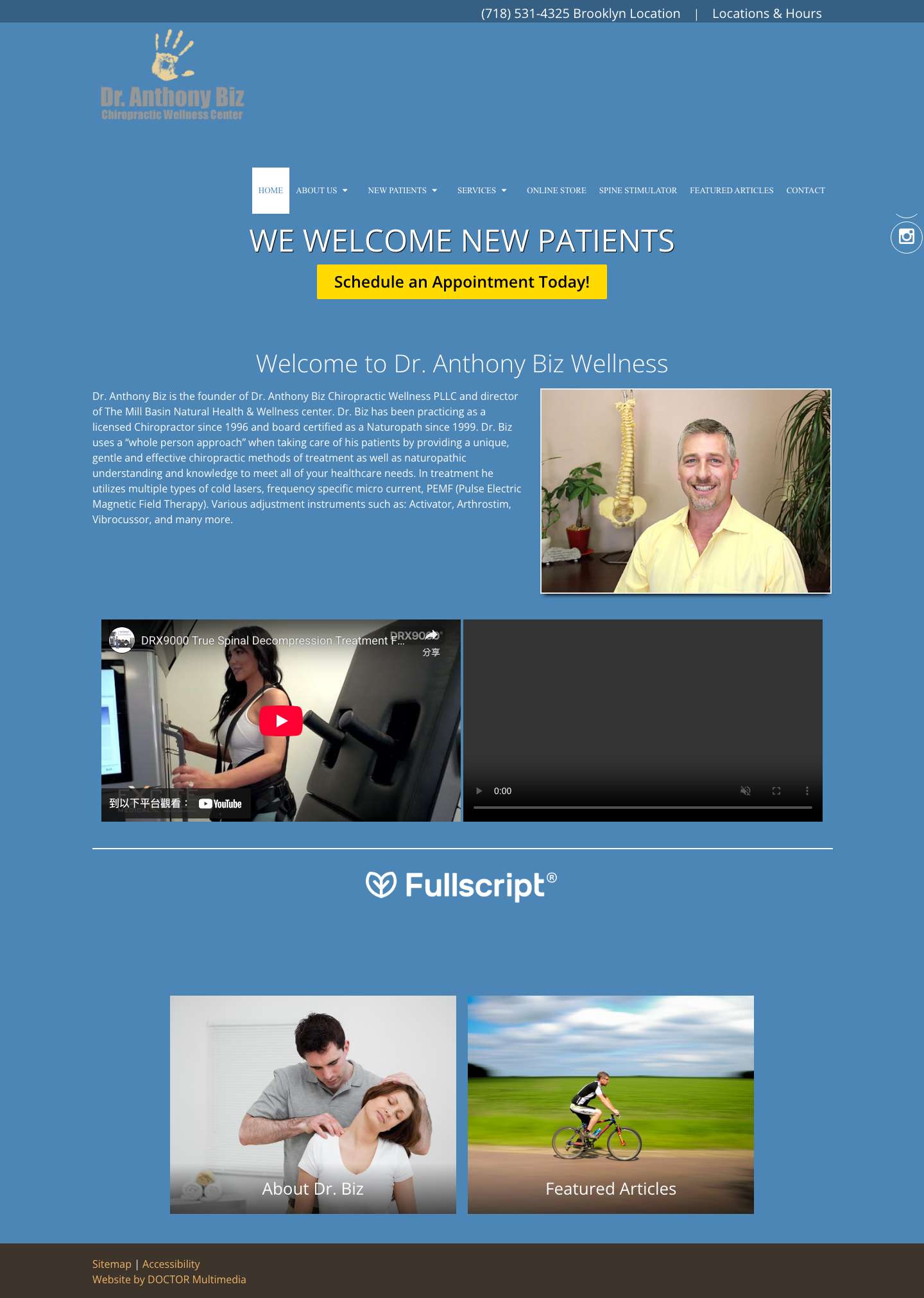 Chiropractor in Brooklyn and Manhattan, NY | Dr. Anthony Biz - Full Screenshot