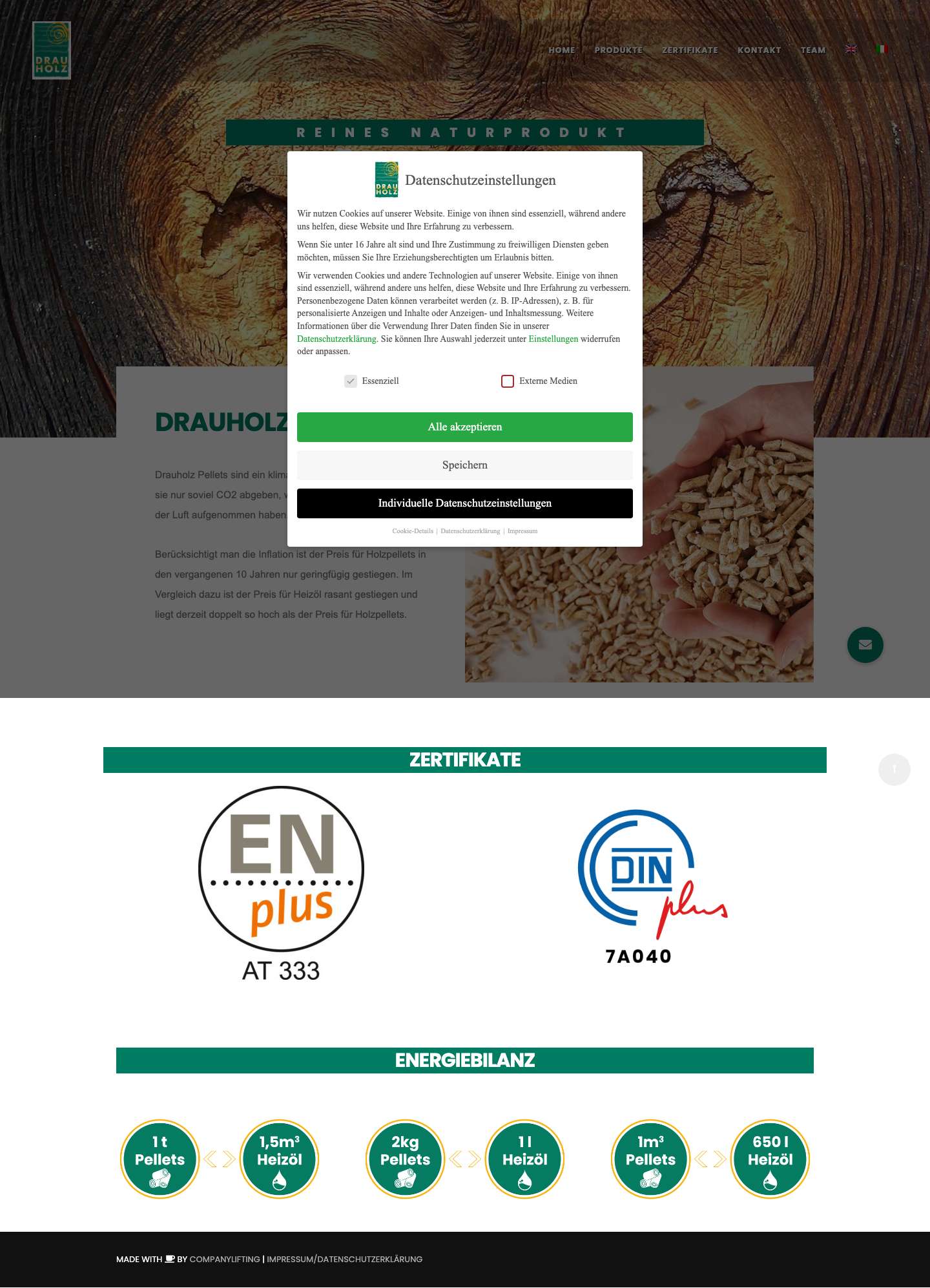 Drauholz – Drauholz Pellets – ein klimafreundlicher Brennstoff - Full Screenshot