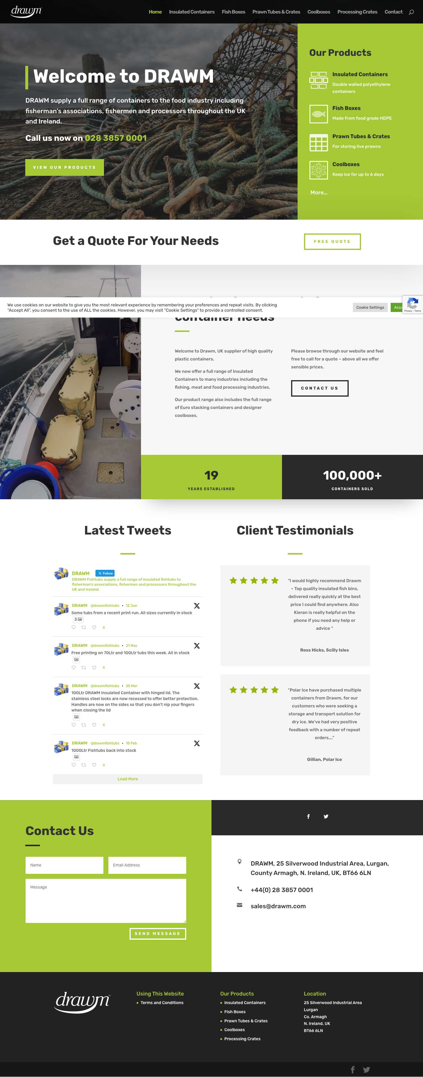 Drawm - UK & Ireland Supplier of Insulated Containers and Fishboxes - Full Screenshot