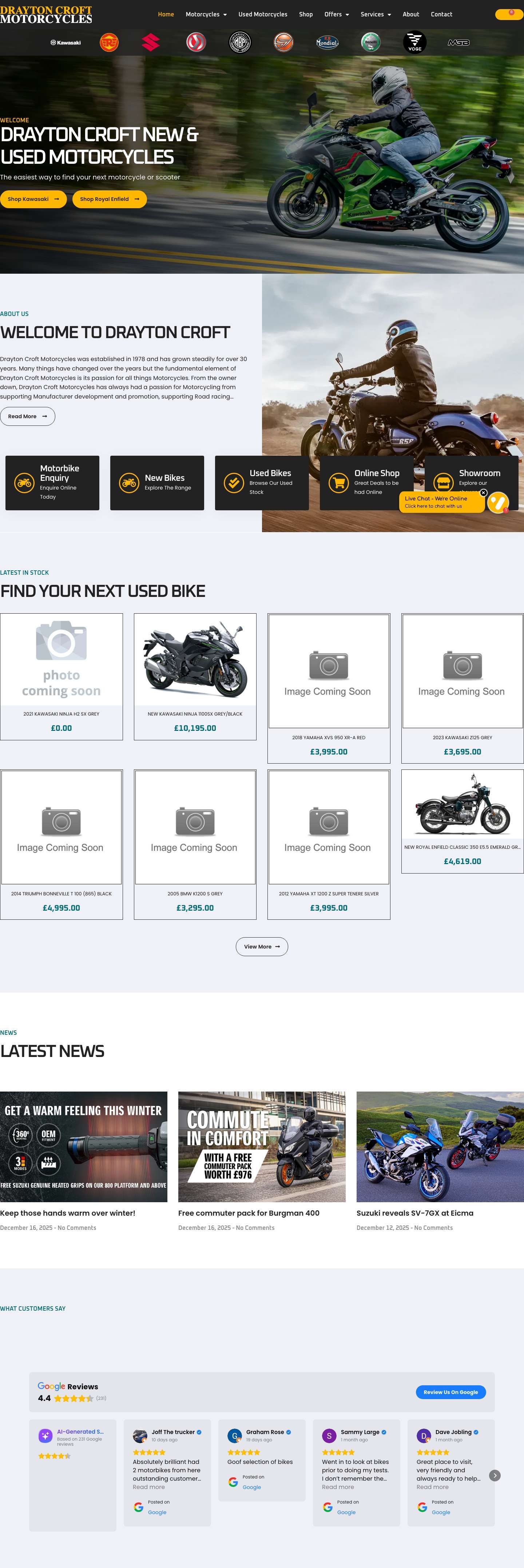 Home - Drayton Croft Motorcycles - Full Screenshot