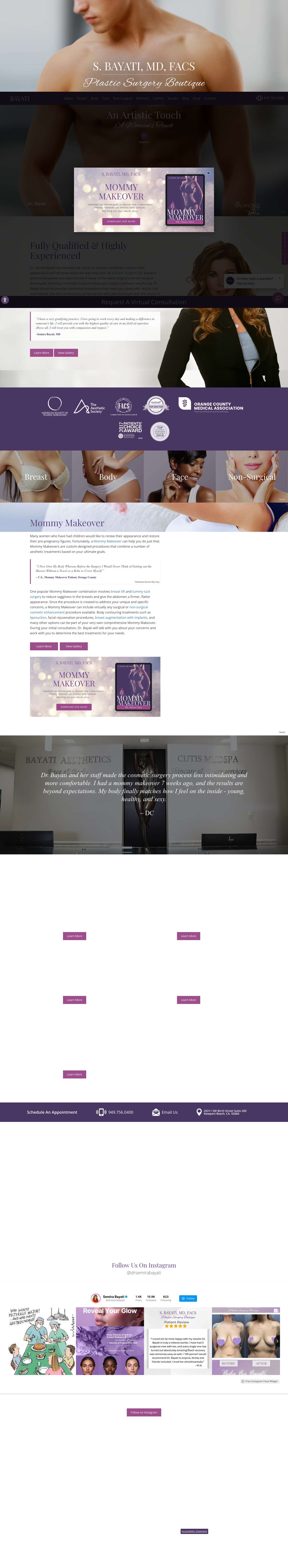 Plastic Surgery Orange County Newport Beach CA - S. Bayati, MD - Full Screenshot